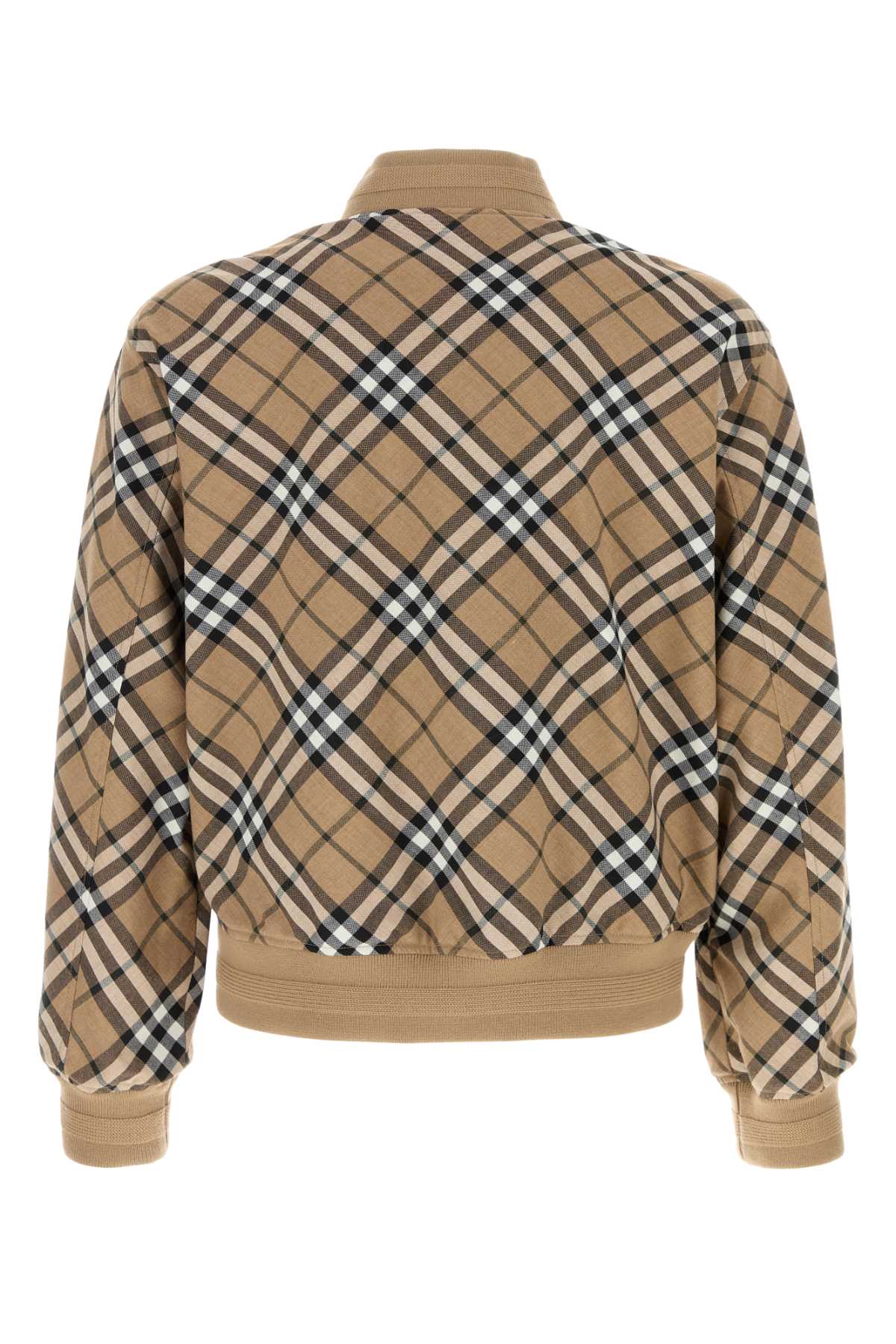 Shop Burberry Embroidered Polyester Blend Bomber Jacket In Lindenipcheck