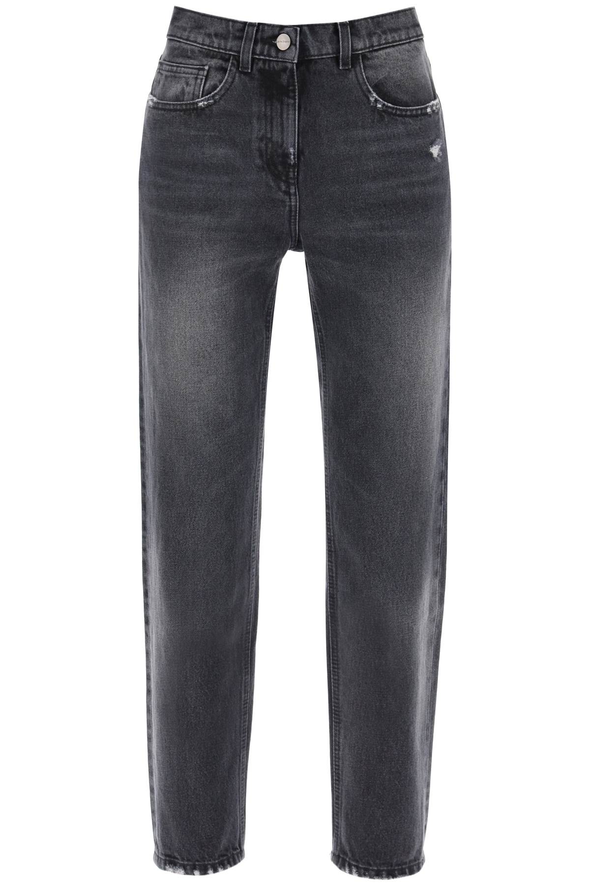 Shop Palm Angels Straight Cut Jeans In Black Brown (grey)