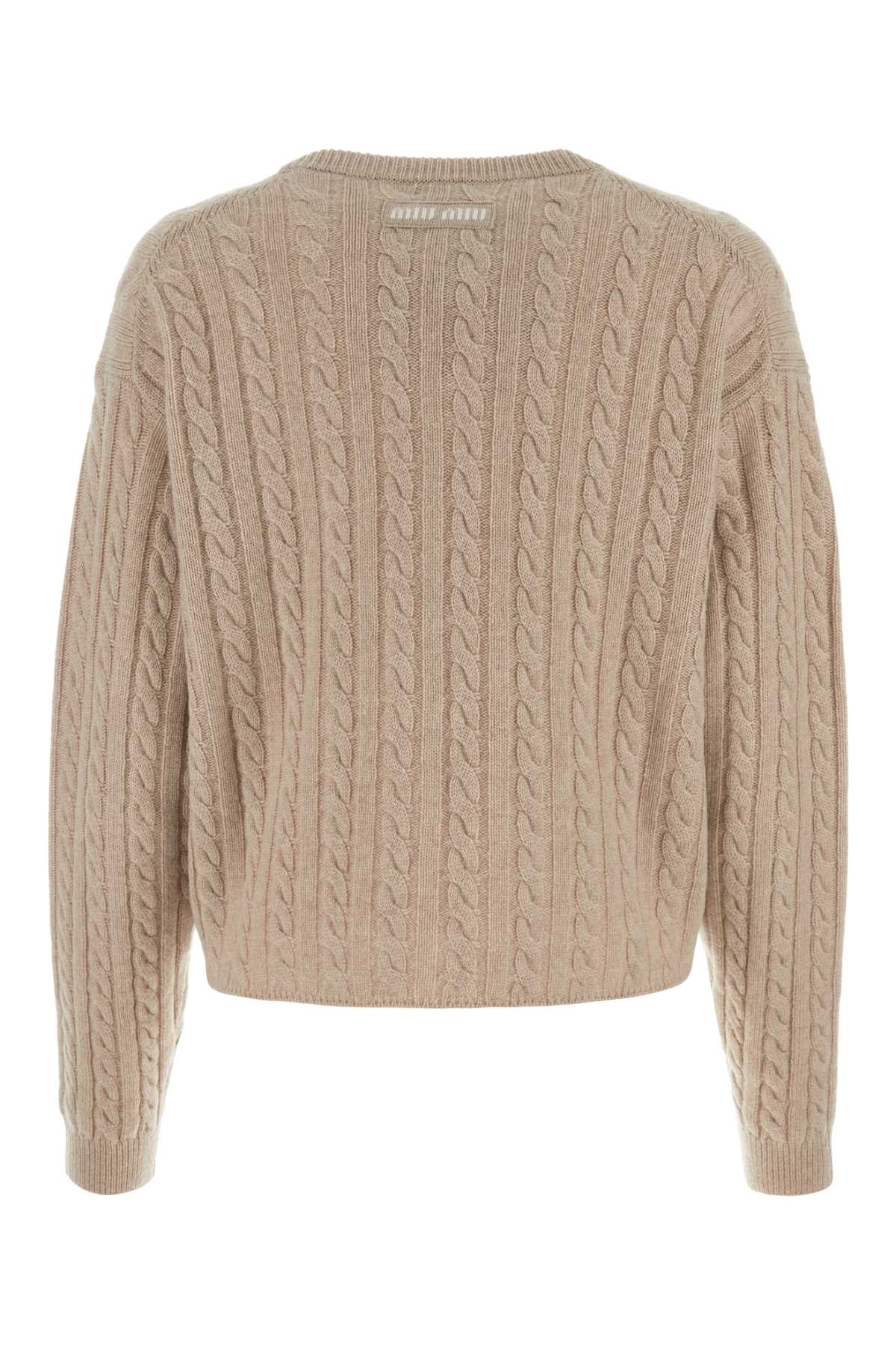 Shop Miu Miu Sand Cashmere Sweater In Calce