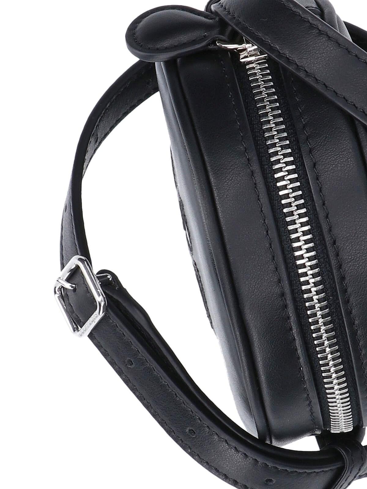 Shop Courrèges Mini Crossbody Bag Reedition Circle Bag In Black