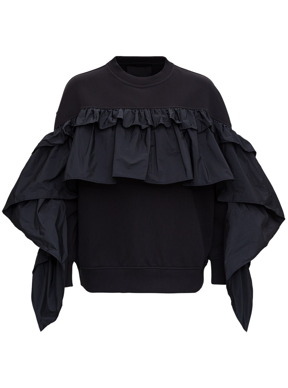 RED Valentino Black Jersey Sweatshirt With Flounce Detail