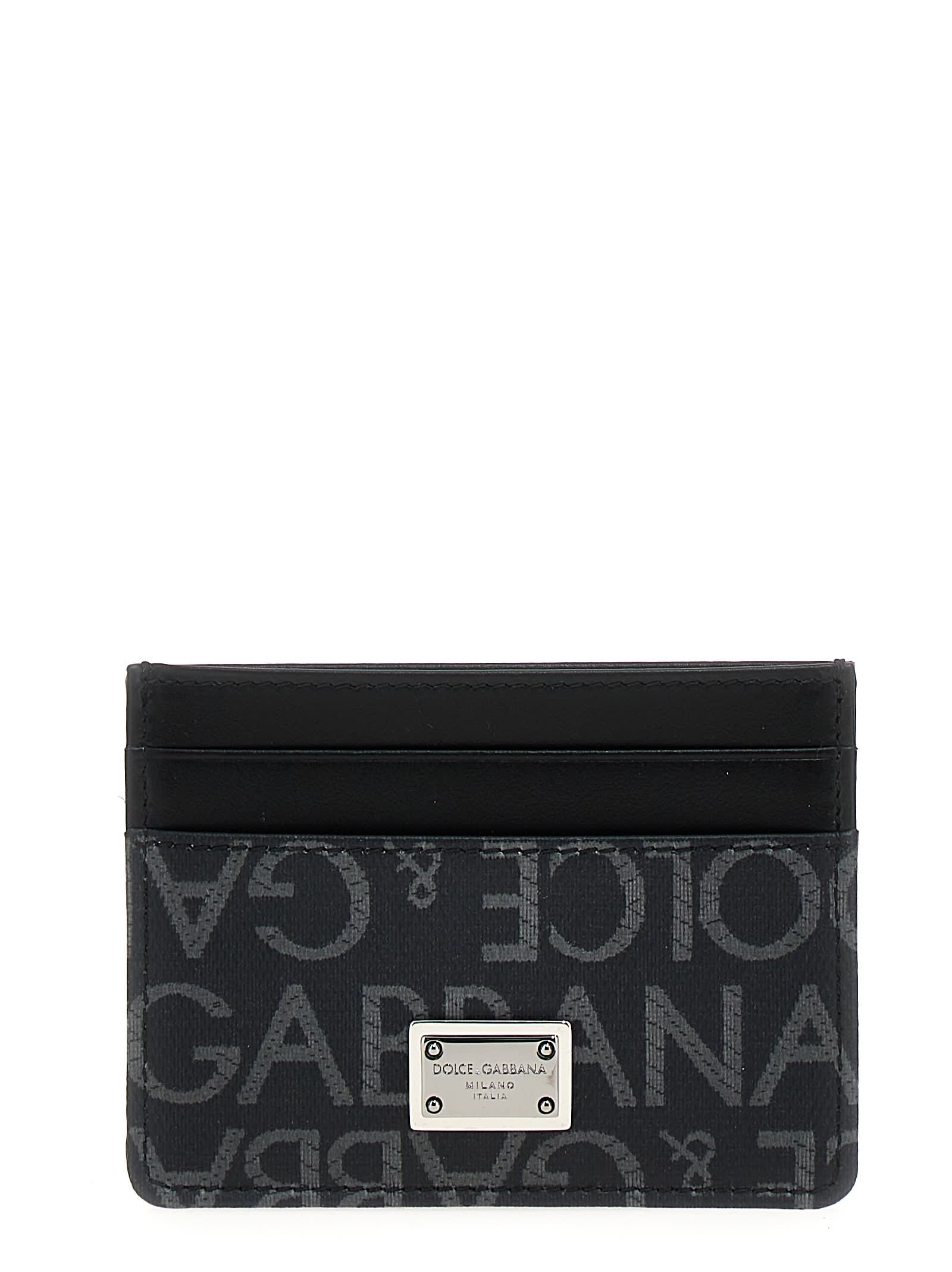 Shop Dolce & Gabbana Jacquard Logo Cardholder In Black