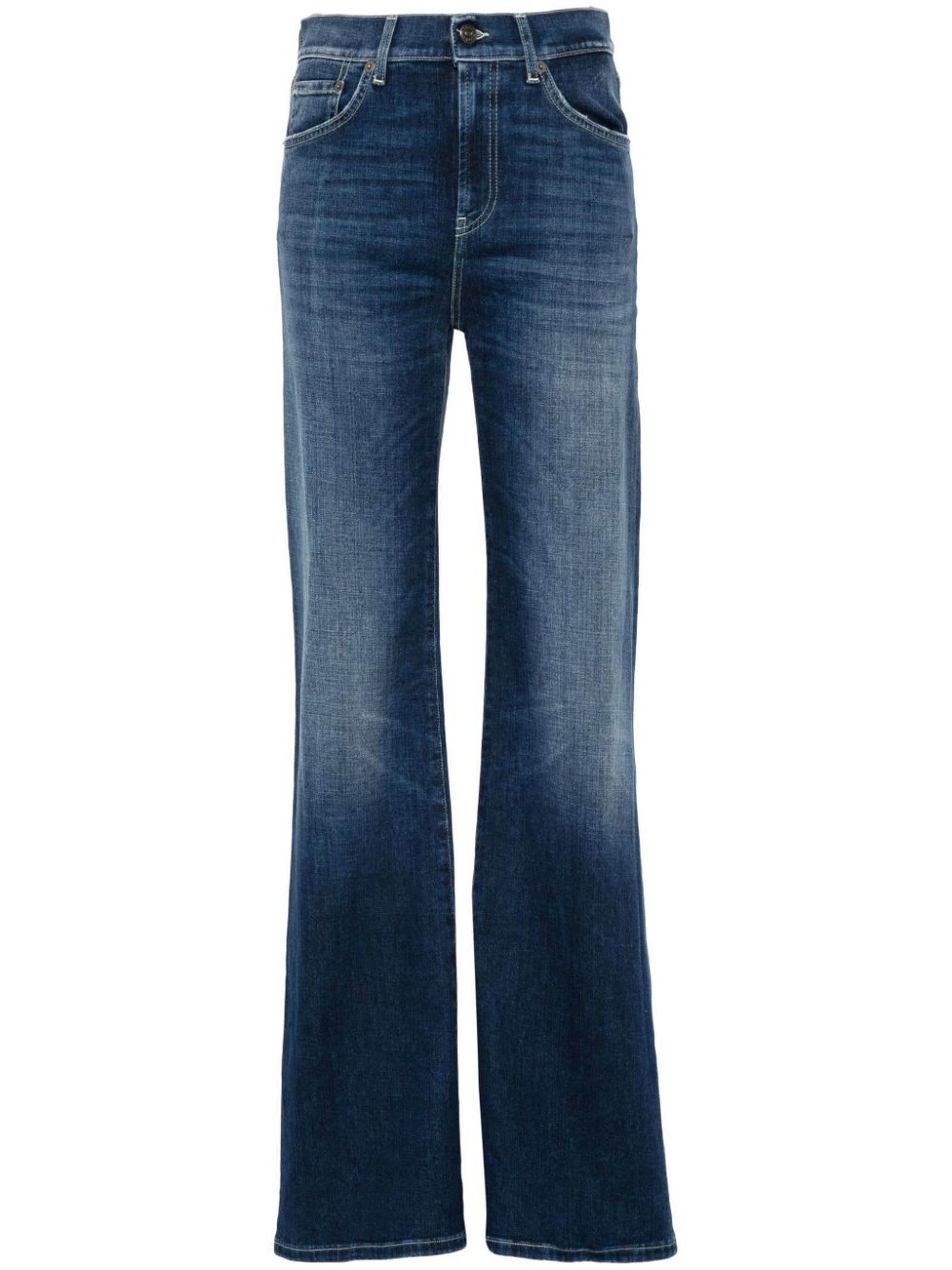 Shop Dondup Amber Mid-rise Wide-leg Jeans In Blue