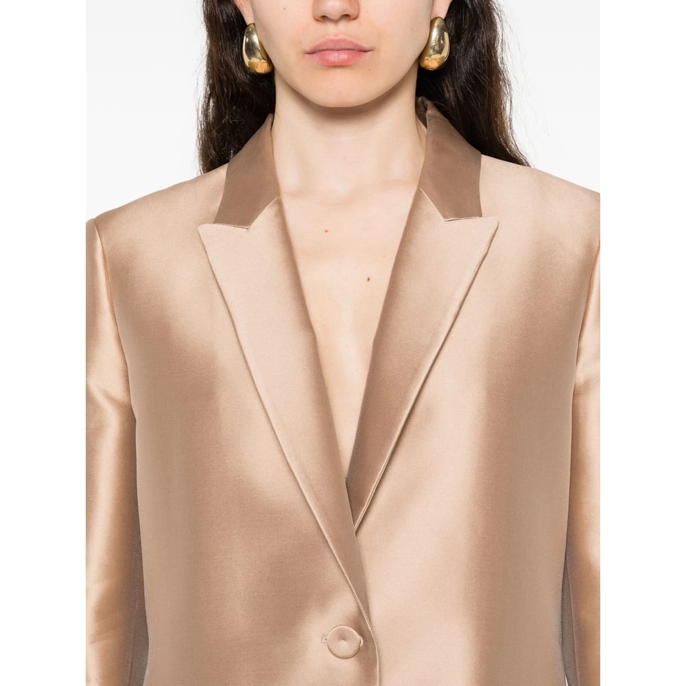 Alberta Ferretti Buttoned Peak-lapel Jacket In Neutral