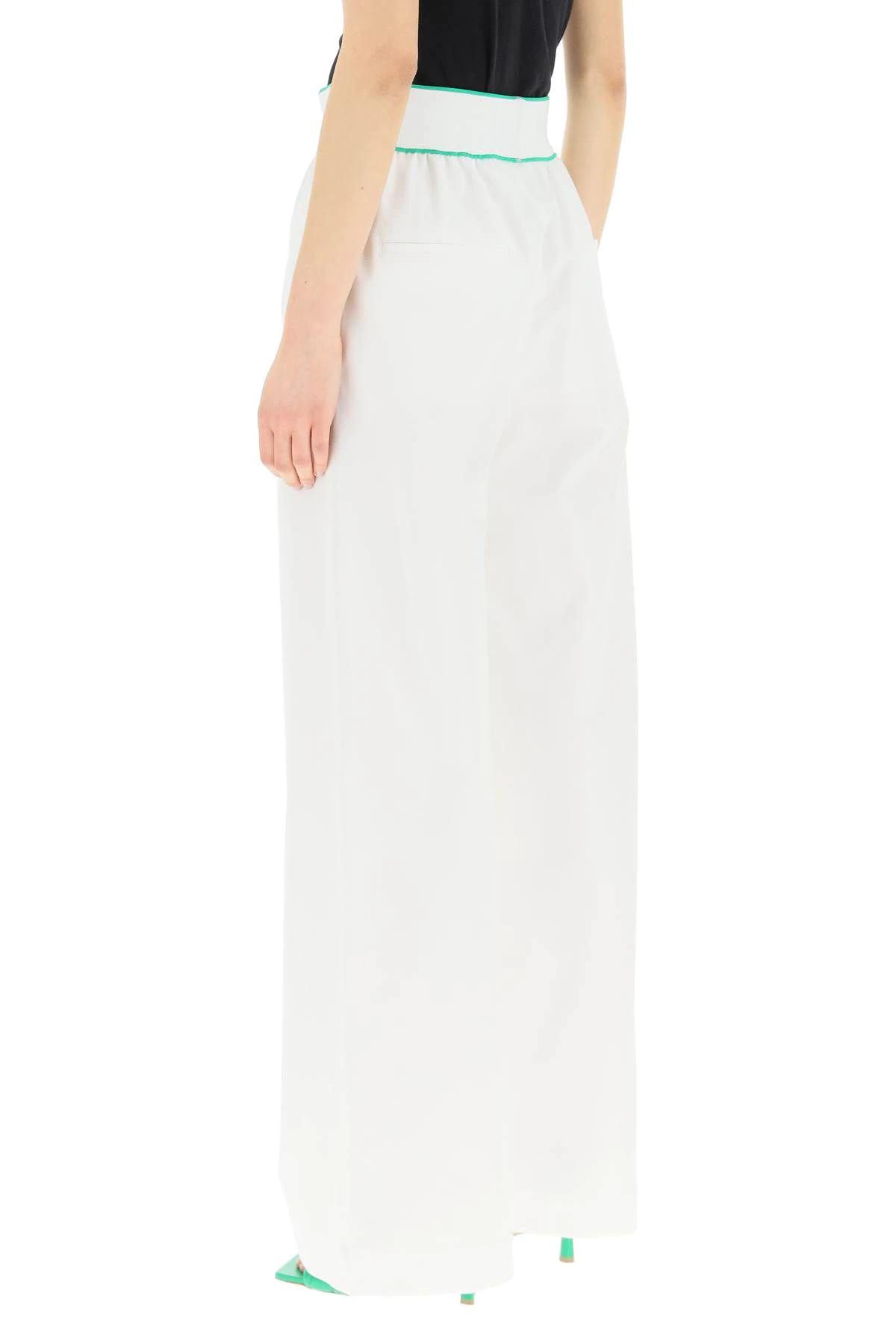 Bottega Veneta Elastic Waist Cotton Wide Legged Pants In White