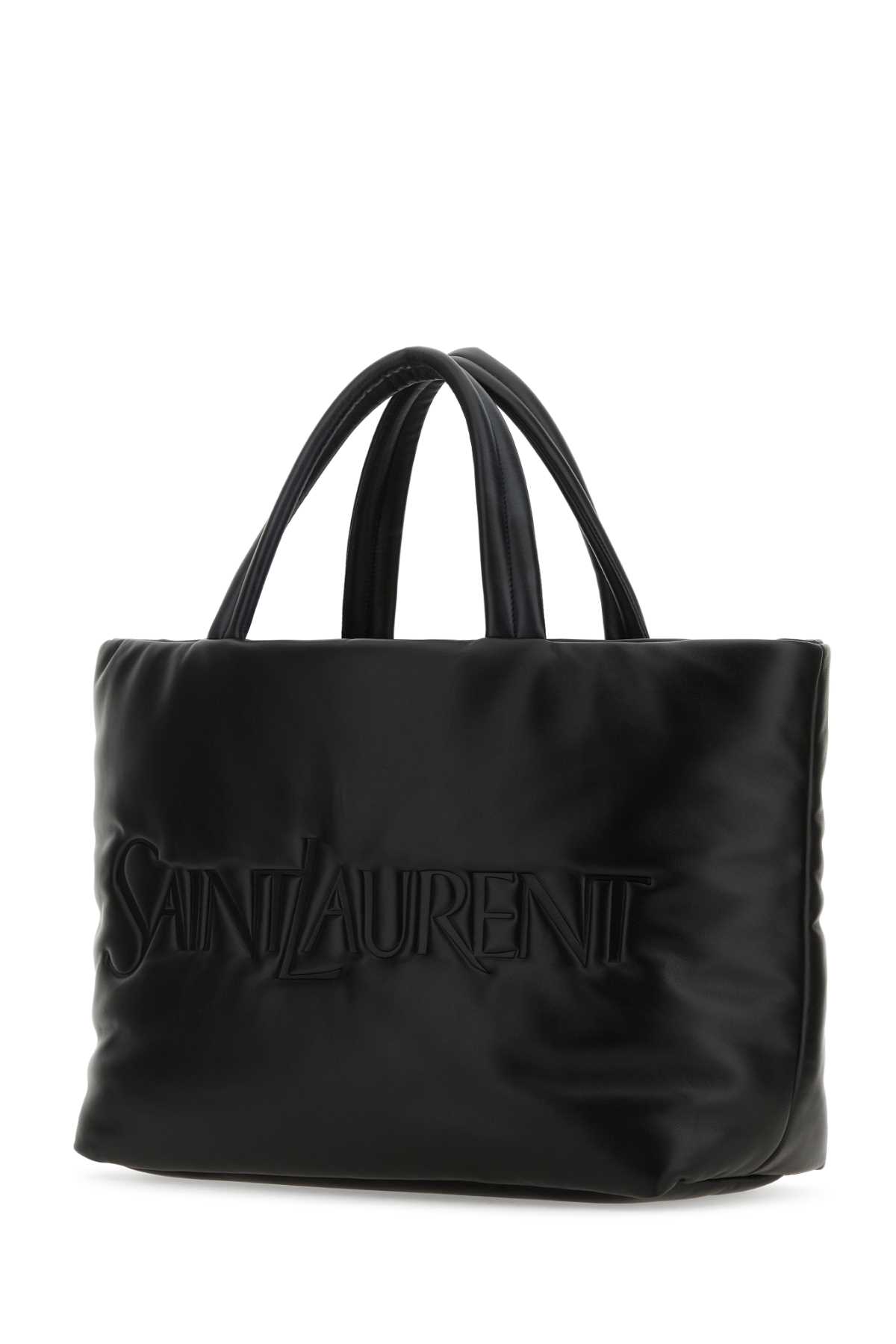 Shop Saint Laurent Black Nappa Leather  Shopping Bag In Nero