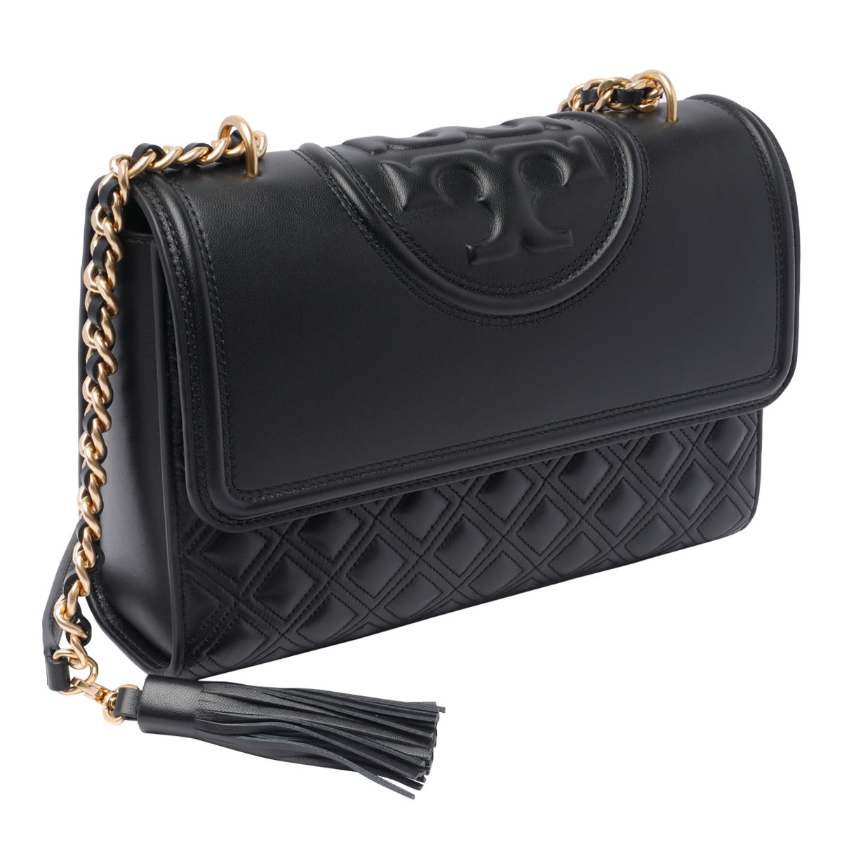 Shop Tory Burch Fleming Shoulder Bag In Black