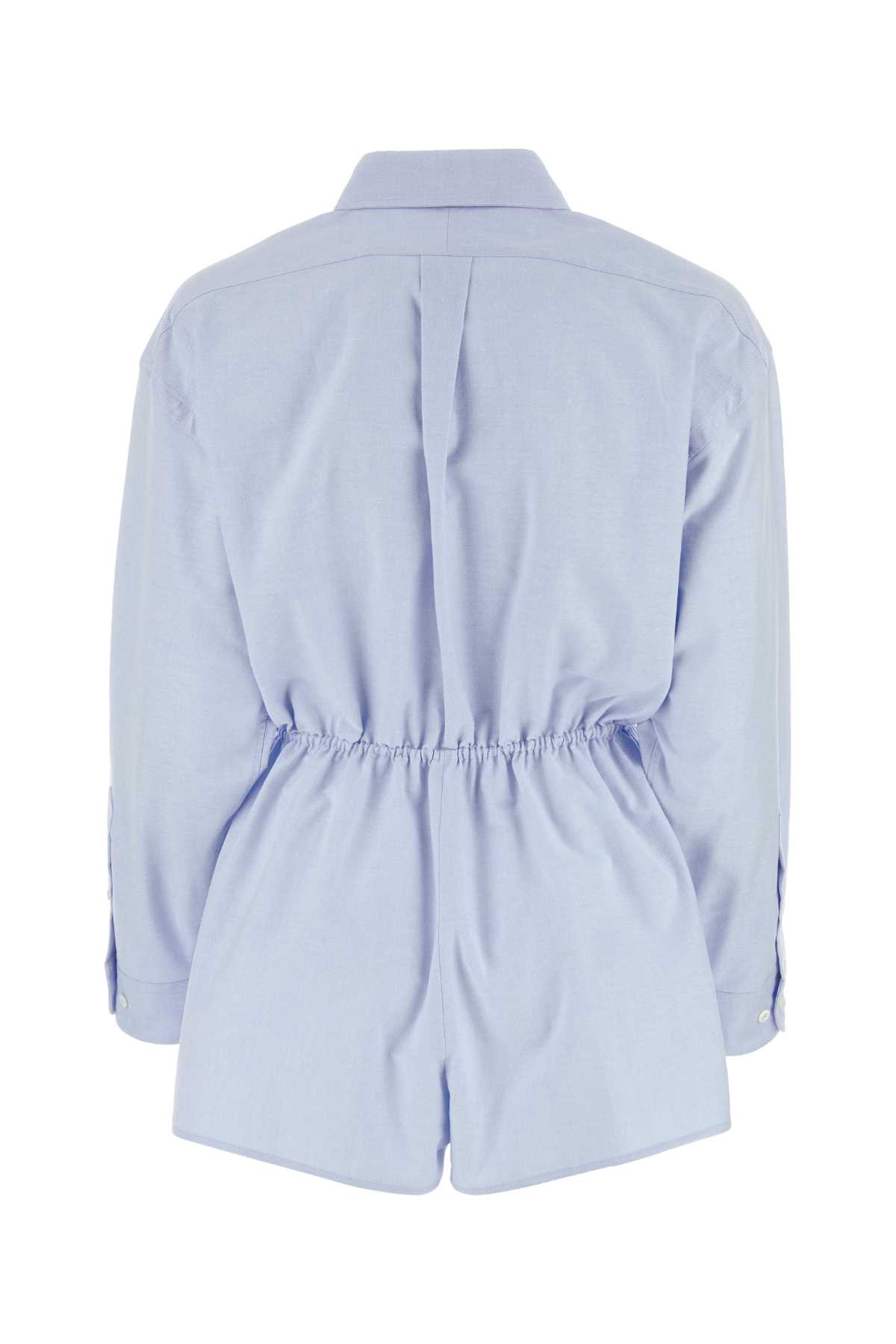 Shop Prada Light Blue Cotton Jumpsuit In Cielo