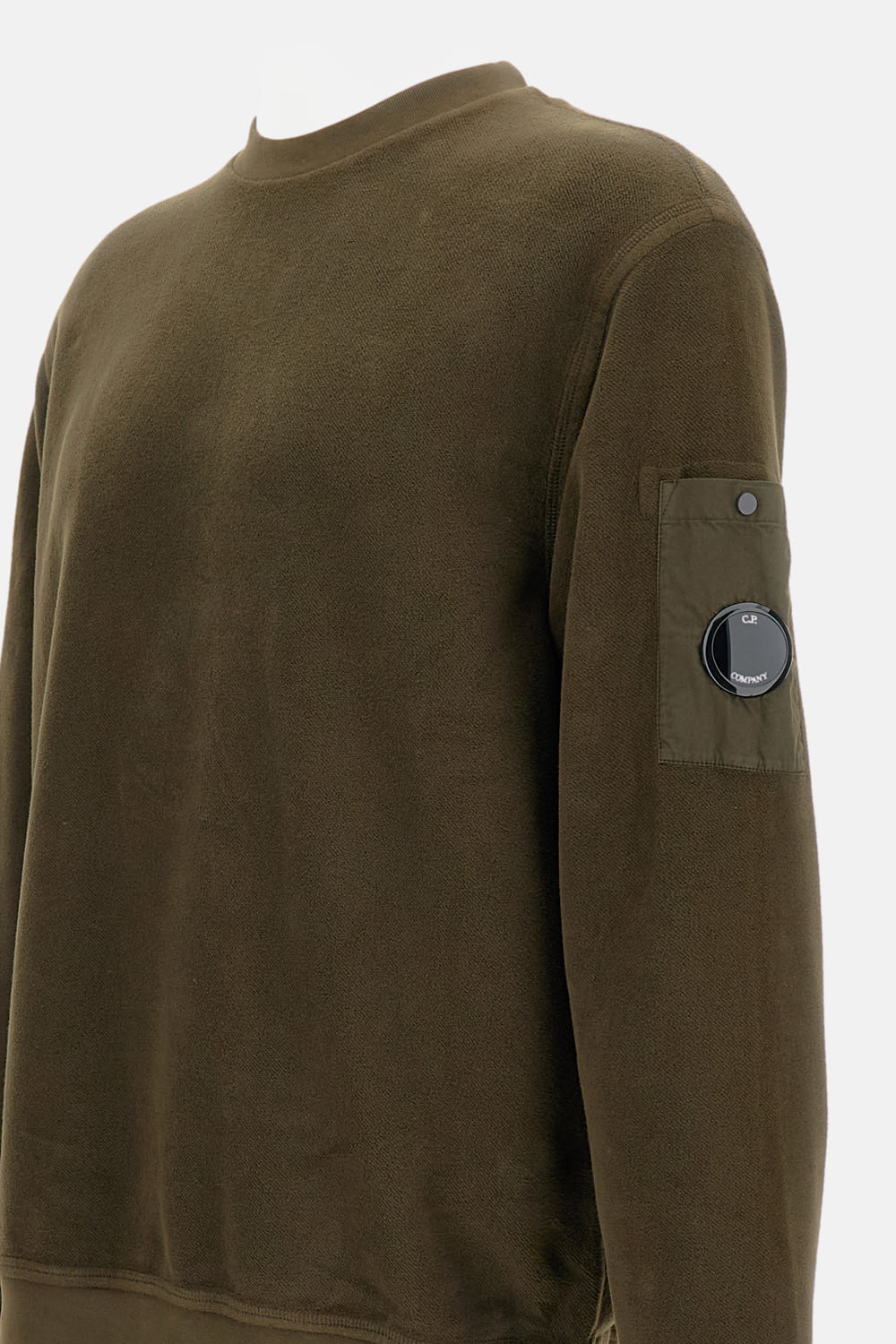 C.p. Company Sweatshirts Crew Neck In Brushed Emerized Diagonal Fleece Clothing In Green