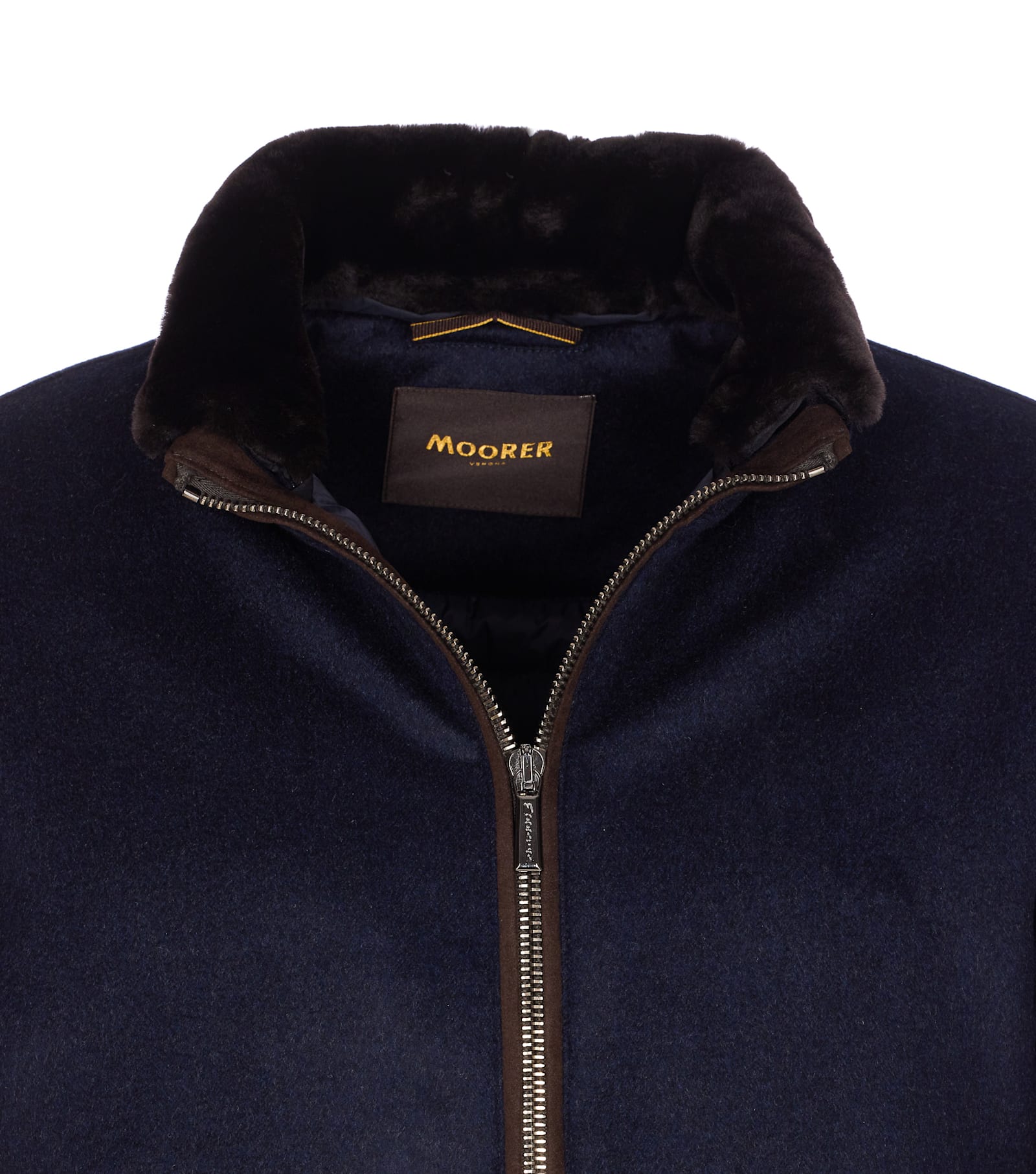 Moorer Padded Bomber Jacket In Wool And Cashmere In Blue