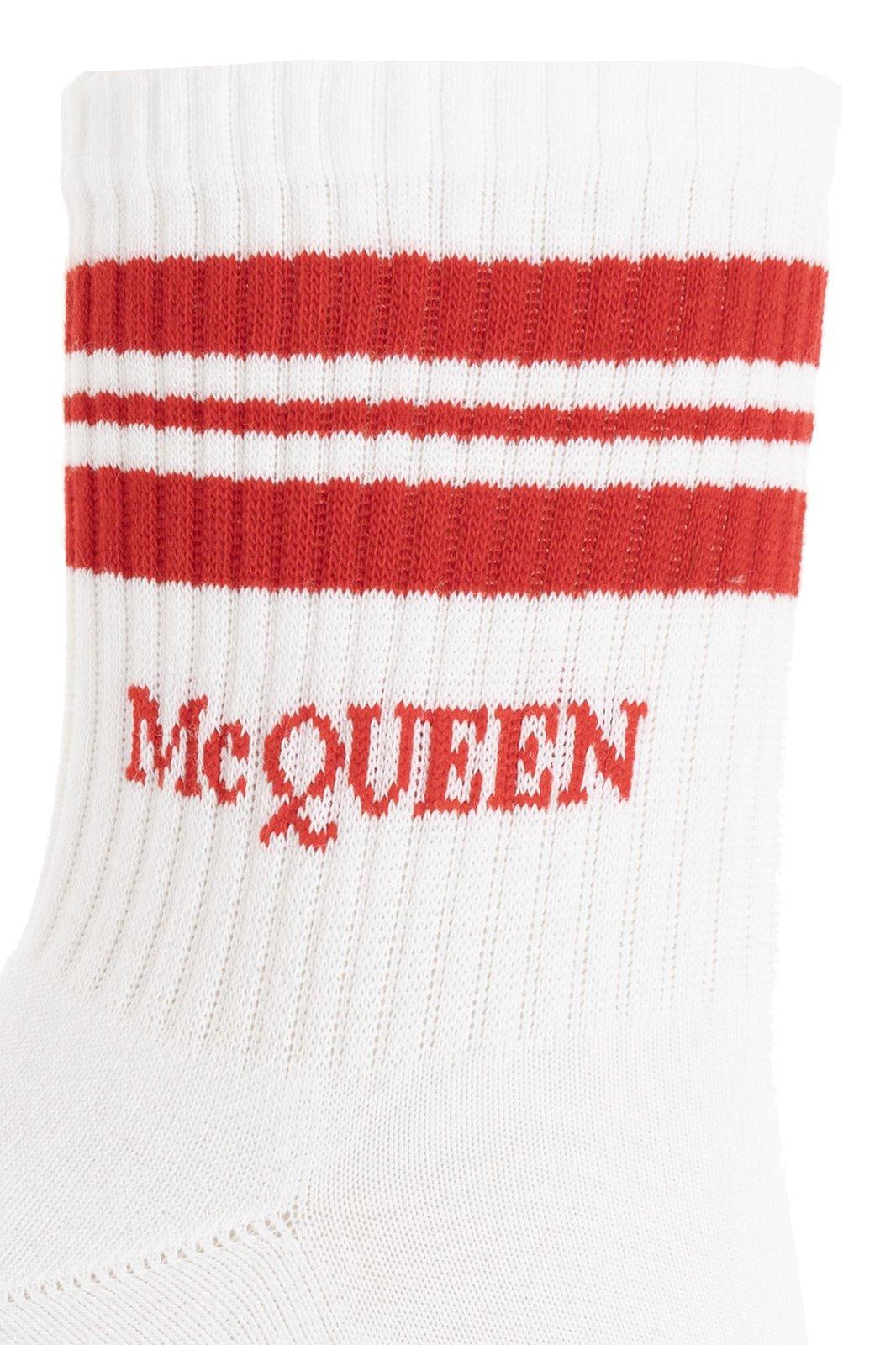 Shop Alexander Mcqueen Logo Intarsia-knit Socks In Bianco