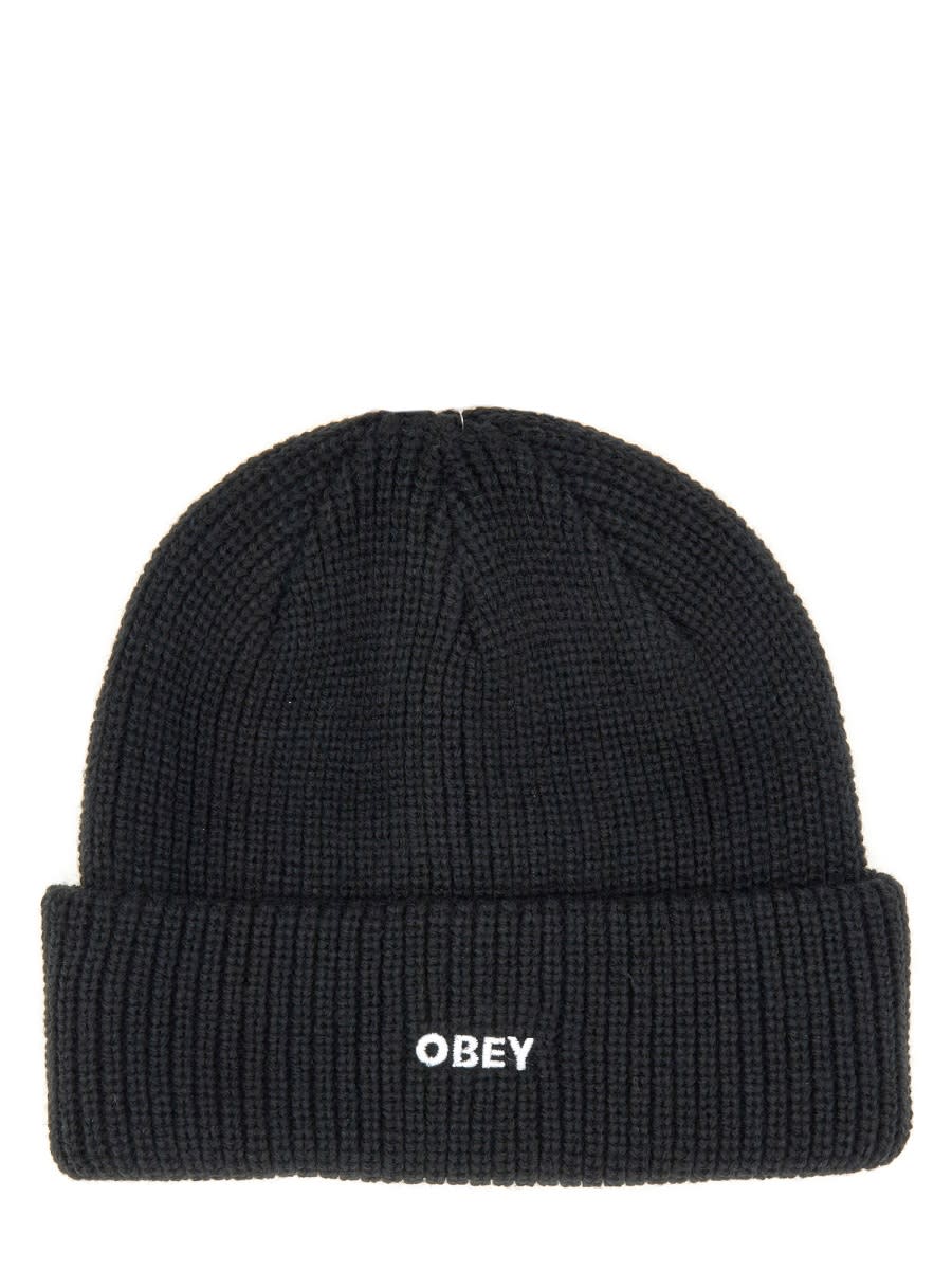 Obey Future Knit Logo Beanie In Black