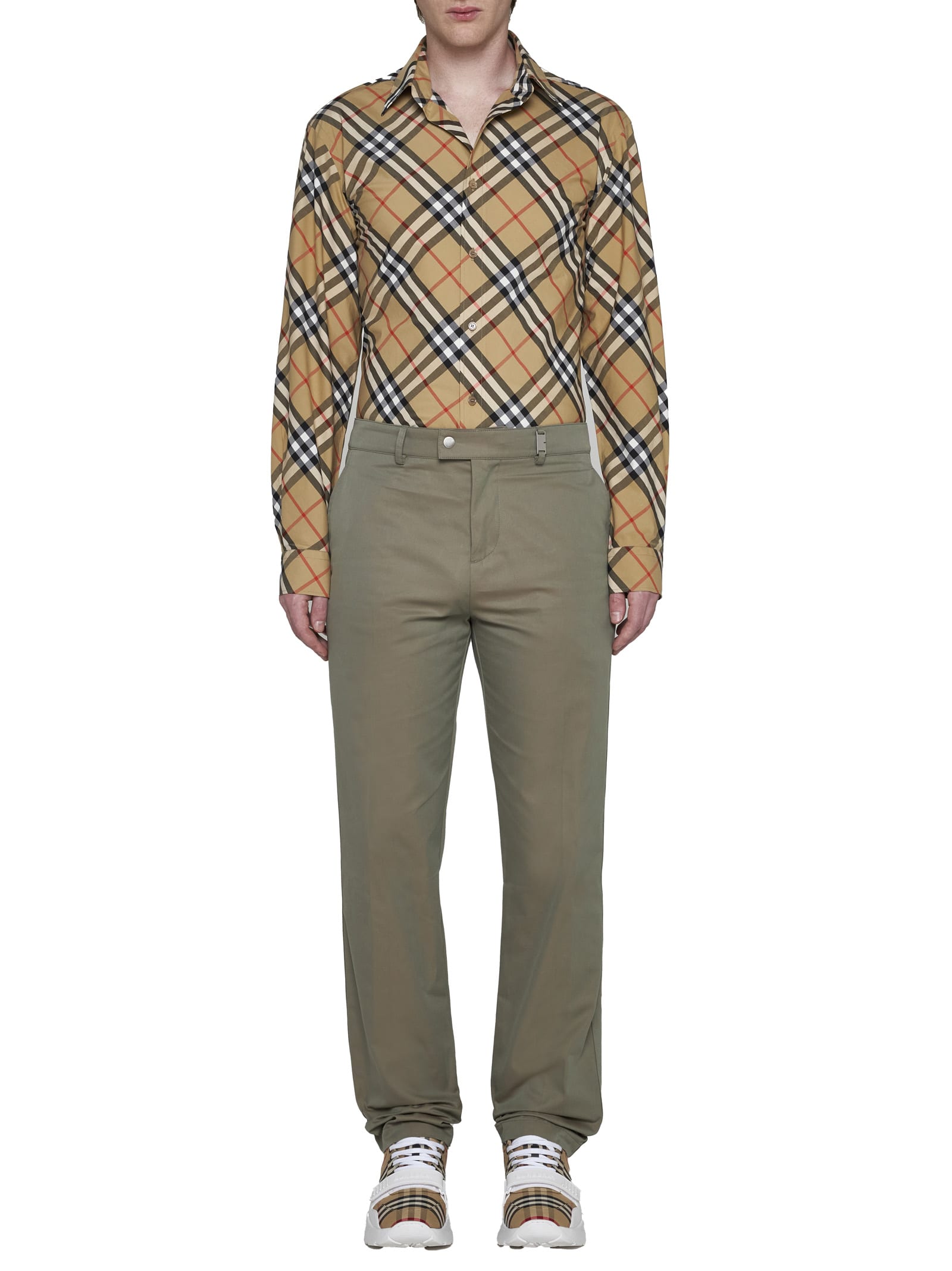 Burberry Check Print Cotton Shirt In Sand Ip Check