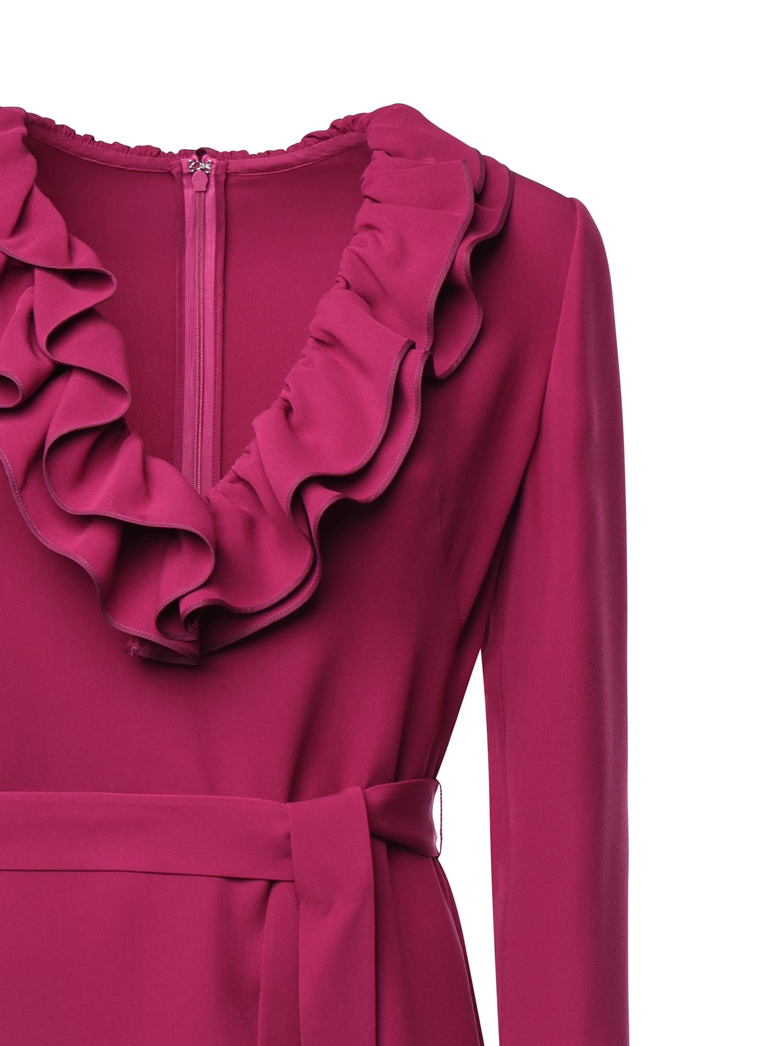 Valentino Cady Couture Ruffled Midi Dress In Magenta