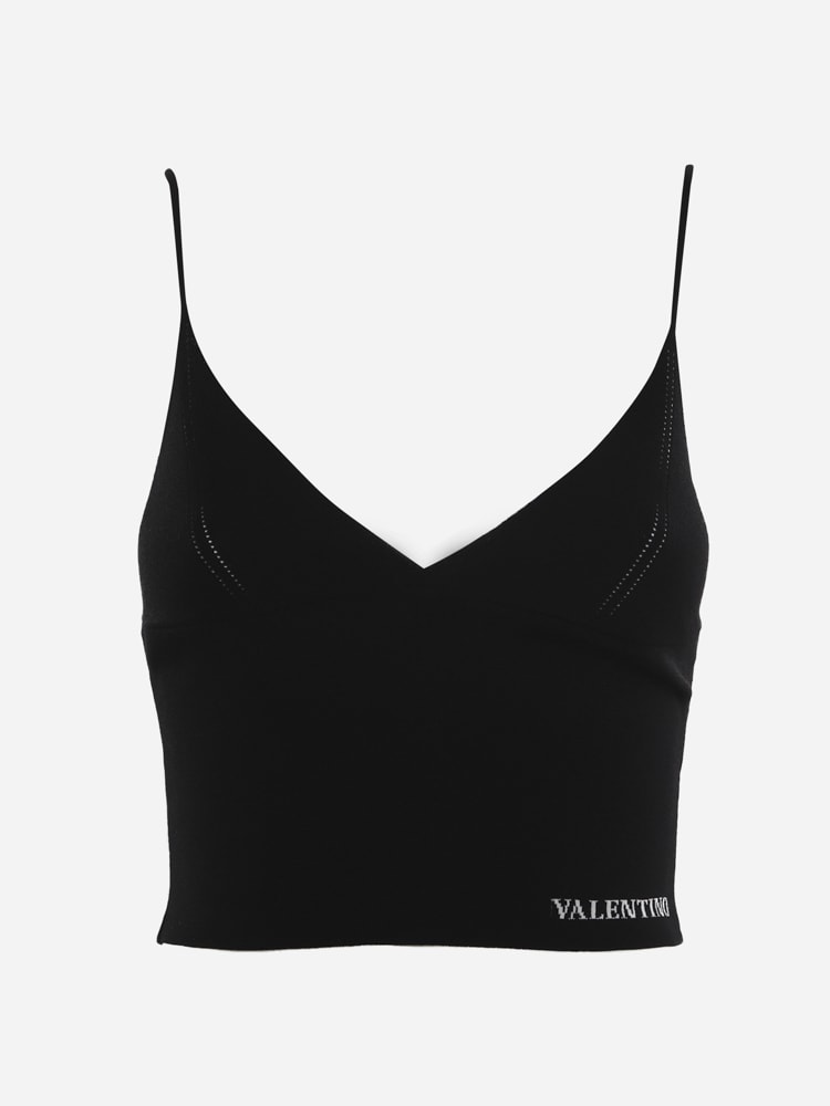 Valentino Viscose Blend Top With Jacquard Logo