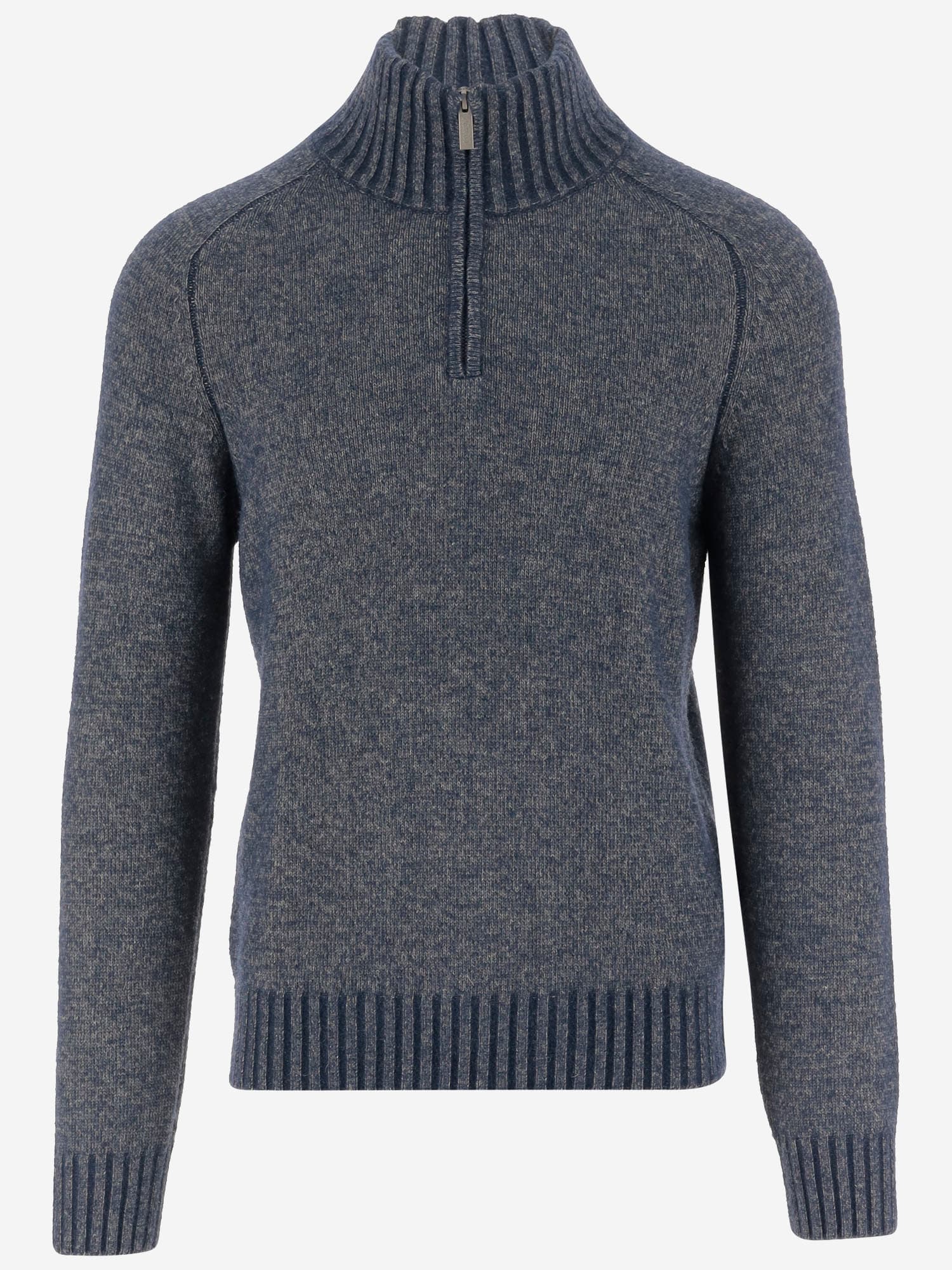 K-way Wool Blend Sweater With Zipper At The Neck In Gray