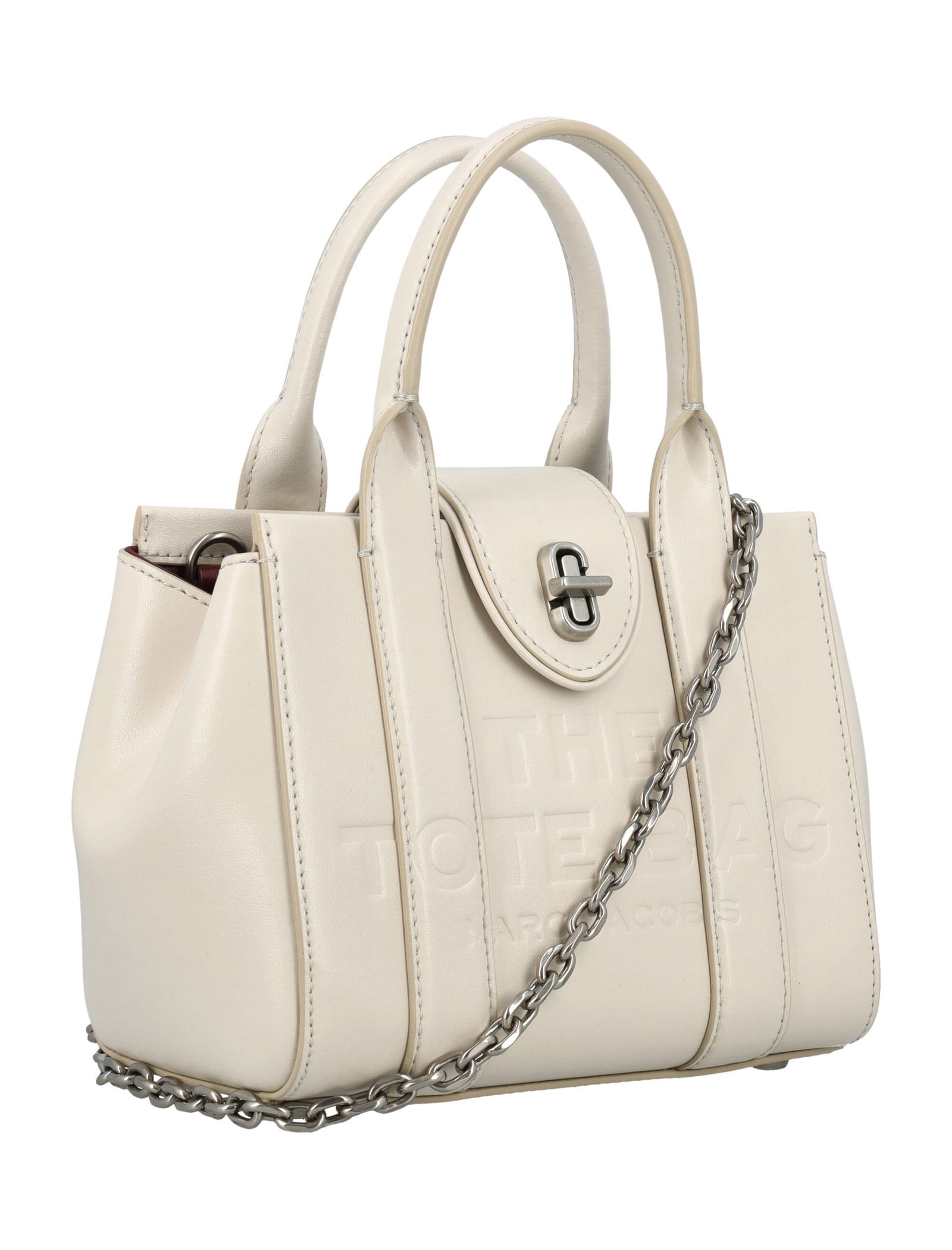 Shop Marc Jacobs The Mini Tote Turn Lock Bag In Cloud White