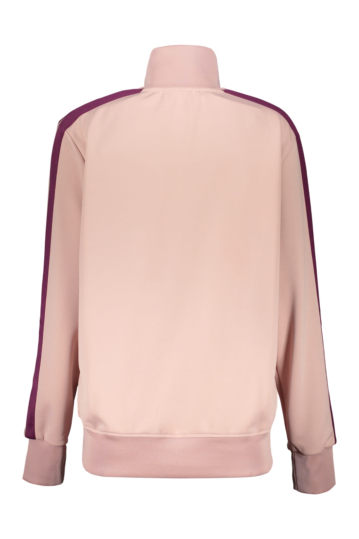 Shop Palm Angels Techno Fabric Full-zip Sweatshirt In Mauve