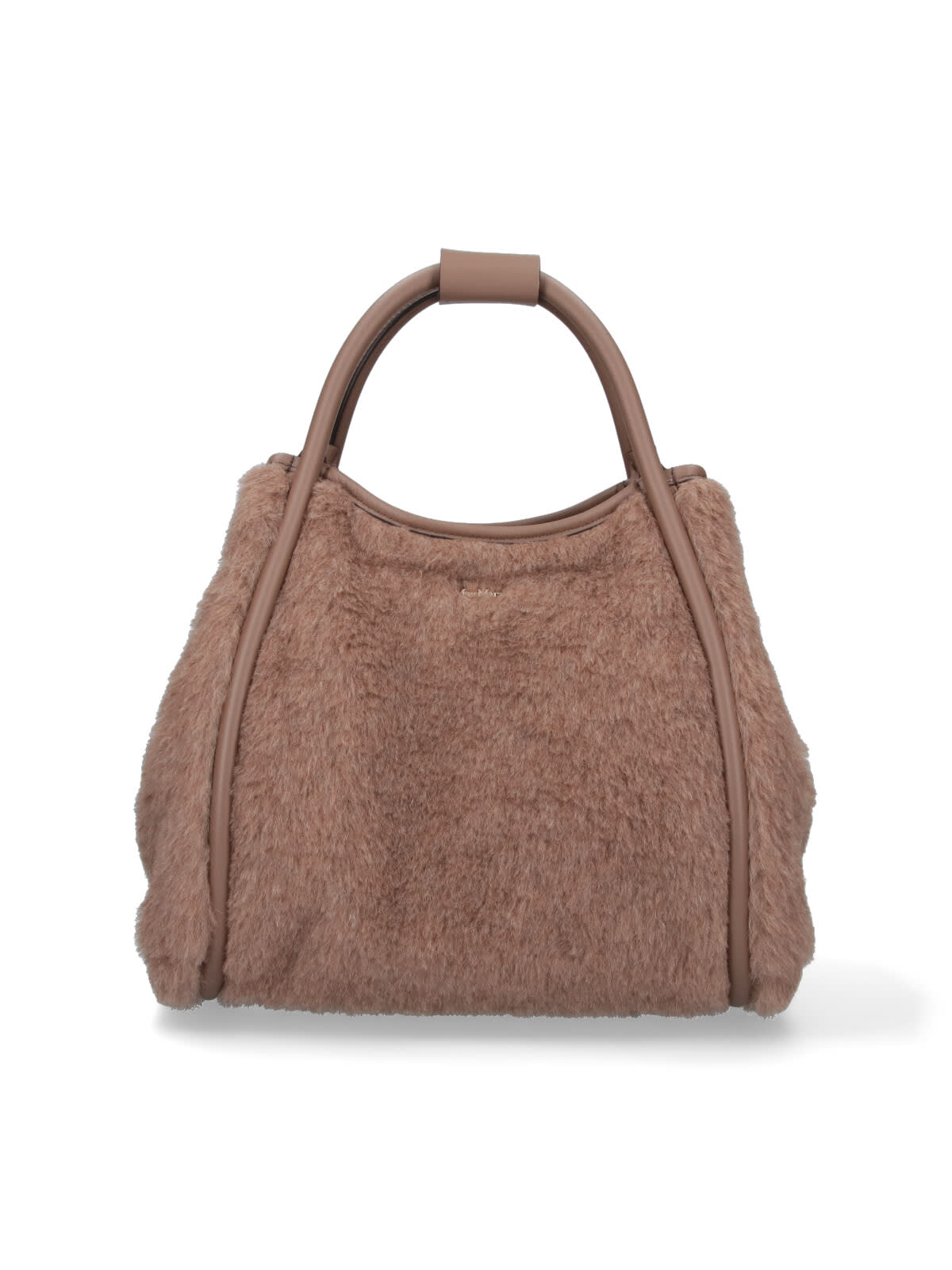 Max Mara Textured Shoulder Bag Detachable Strap In Brown