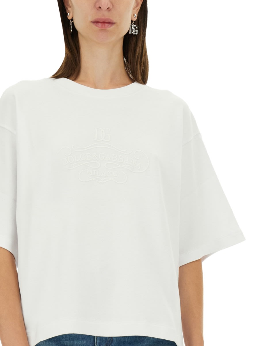 Shop Dolce & Gabbana T-shirt With Lettering Logo In White