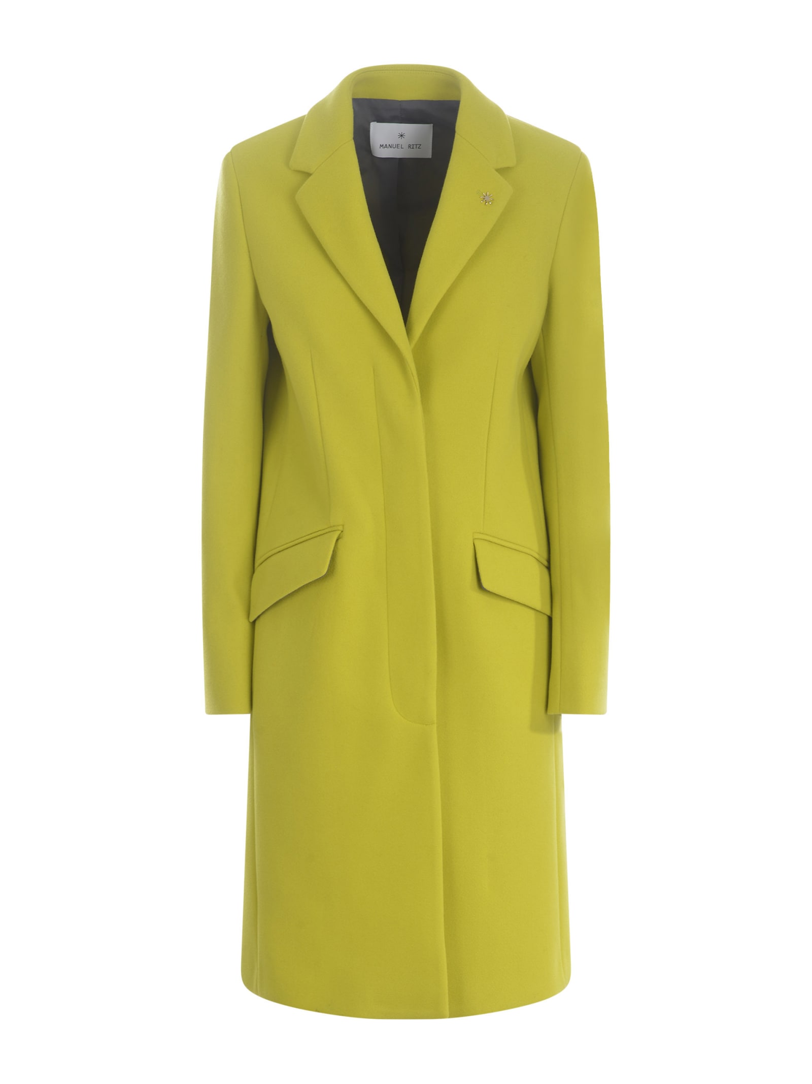 Shop Manuel Ritz Single-breasted Coat  In Cloth In Lime