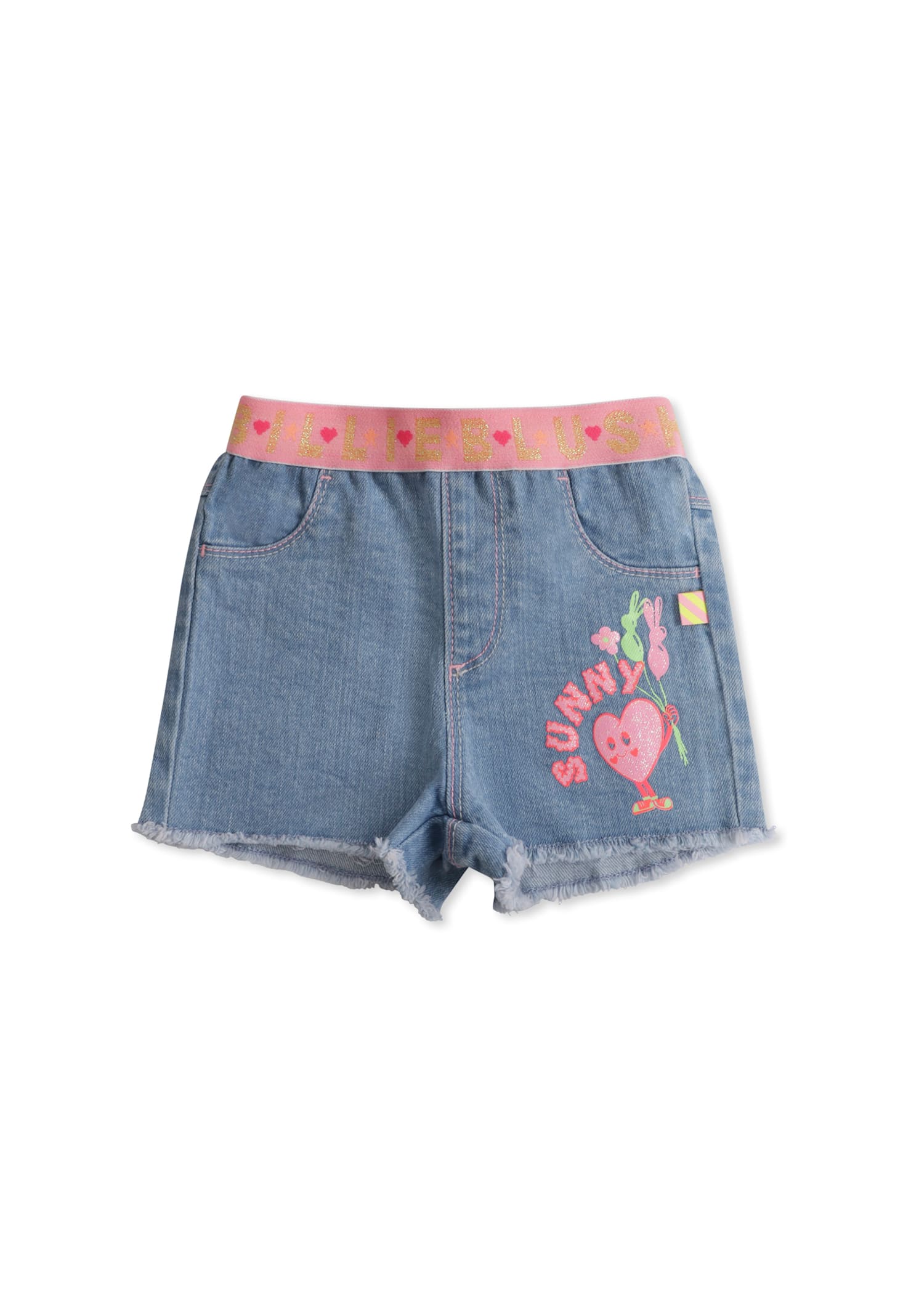 Billieblush Denim Shorts For Baby Girl In Blue