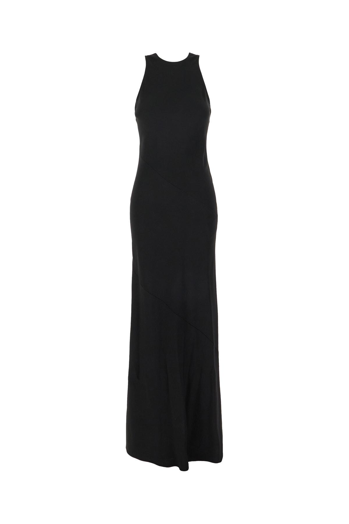 AMI ALEXANDRE MATTIUSSI BLACK ACETATE BLEND LONG DRESS