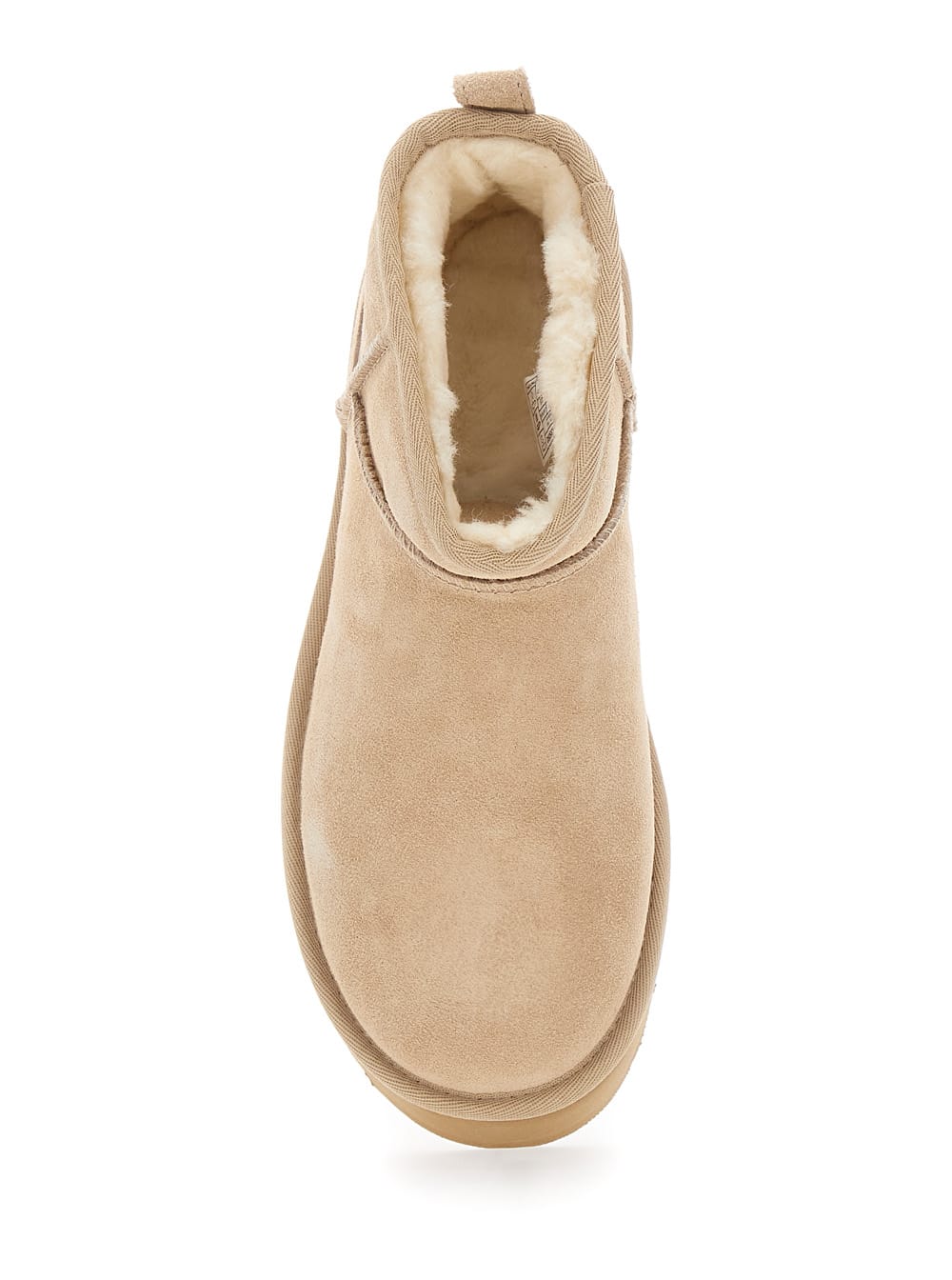 Ugg Classic Ultramini Beige Ankle Boots With Platform In Leather Woman In Neutral