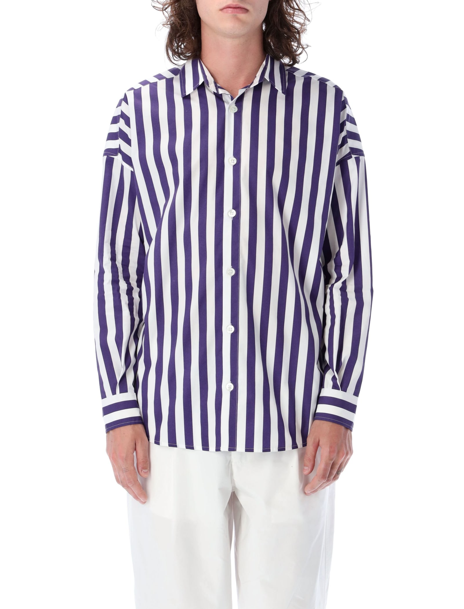 Emporio Armani Sustainable Collection Organic Poplin Striped Shirt