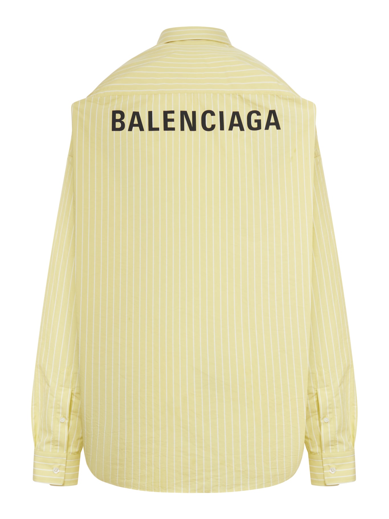 Shop Balenciaga Cocoon Shirt Striped Poplin In Light Yellow White