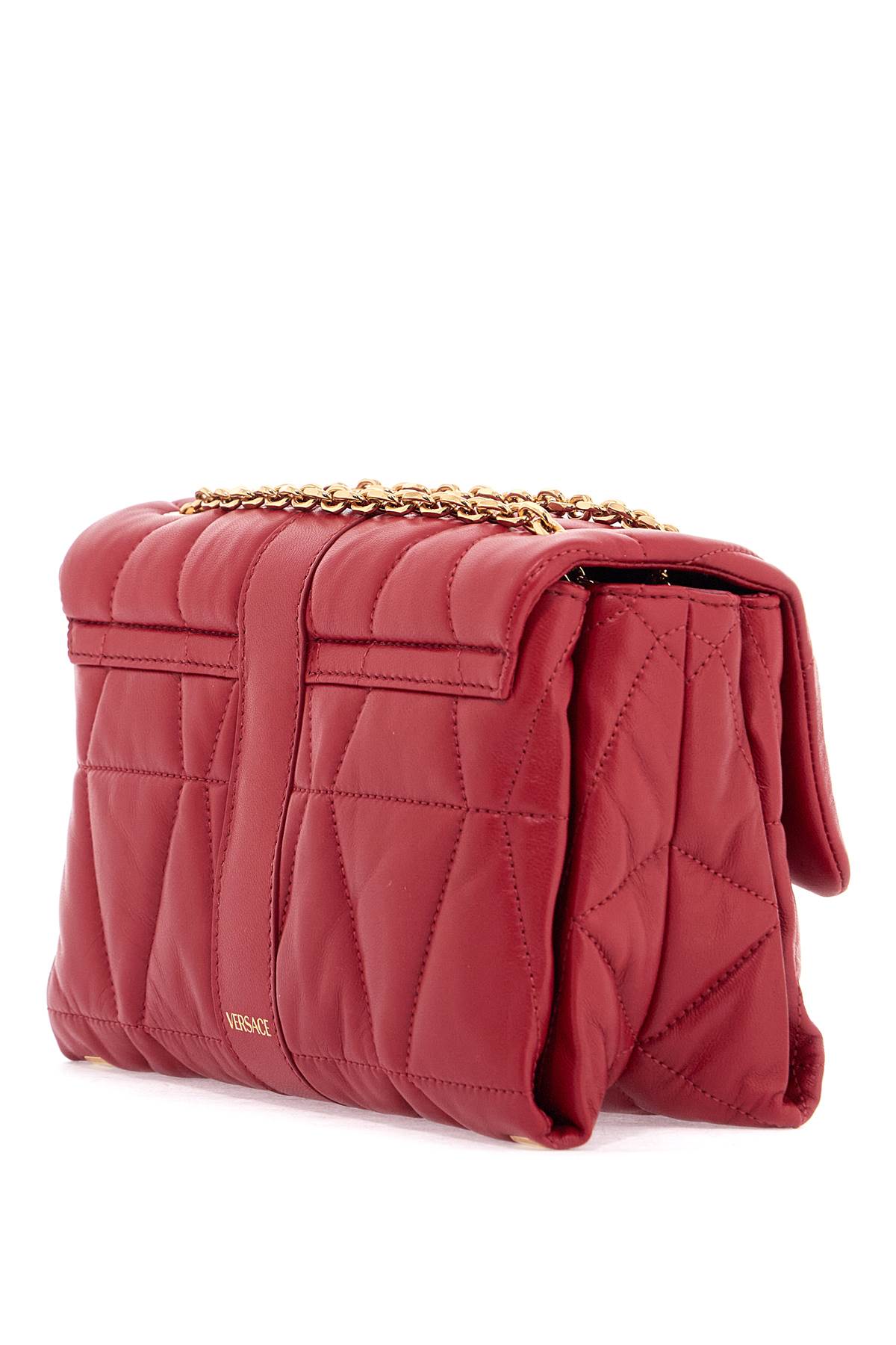 Versace Quilted Shoulder Bag Kleio In Lipstick Red- Gold (red)