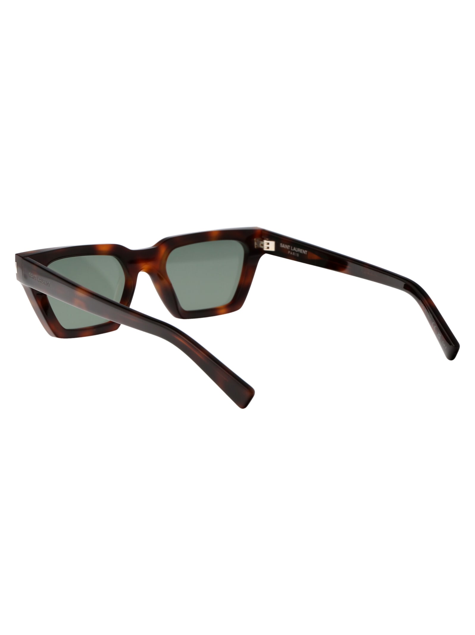 Saint Laurent Havana Havana Green Acetate Sunglasses In Green