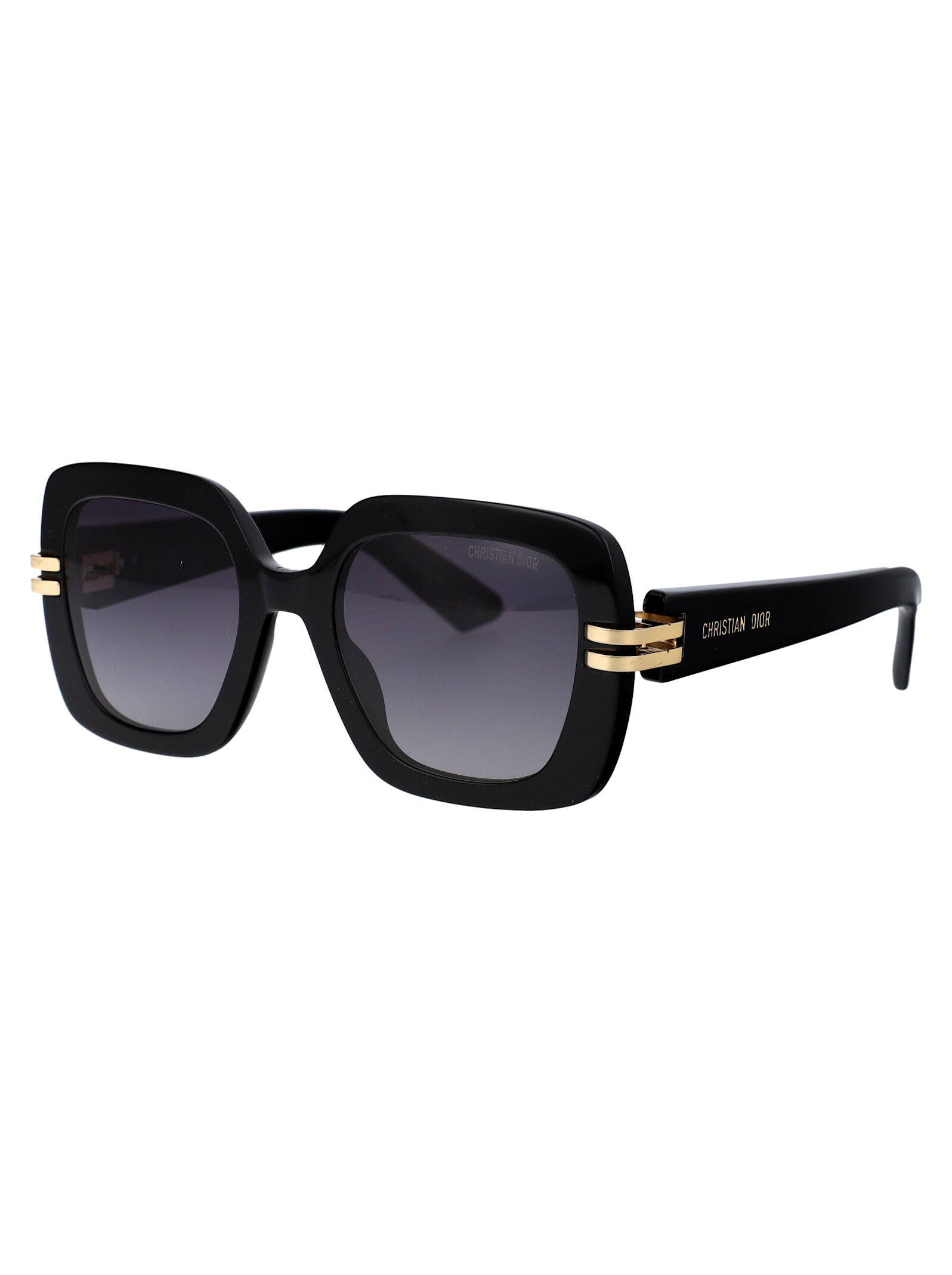 Shop Dior C S2i Sunglasses In 10a1 Shiny Black / Gradient Smoke