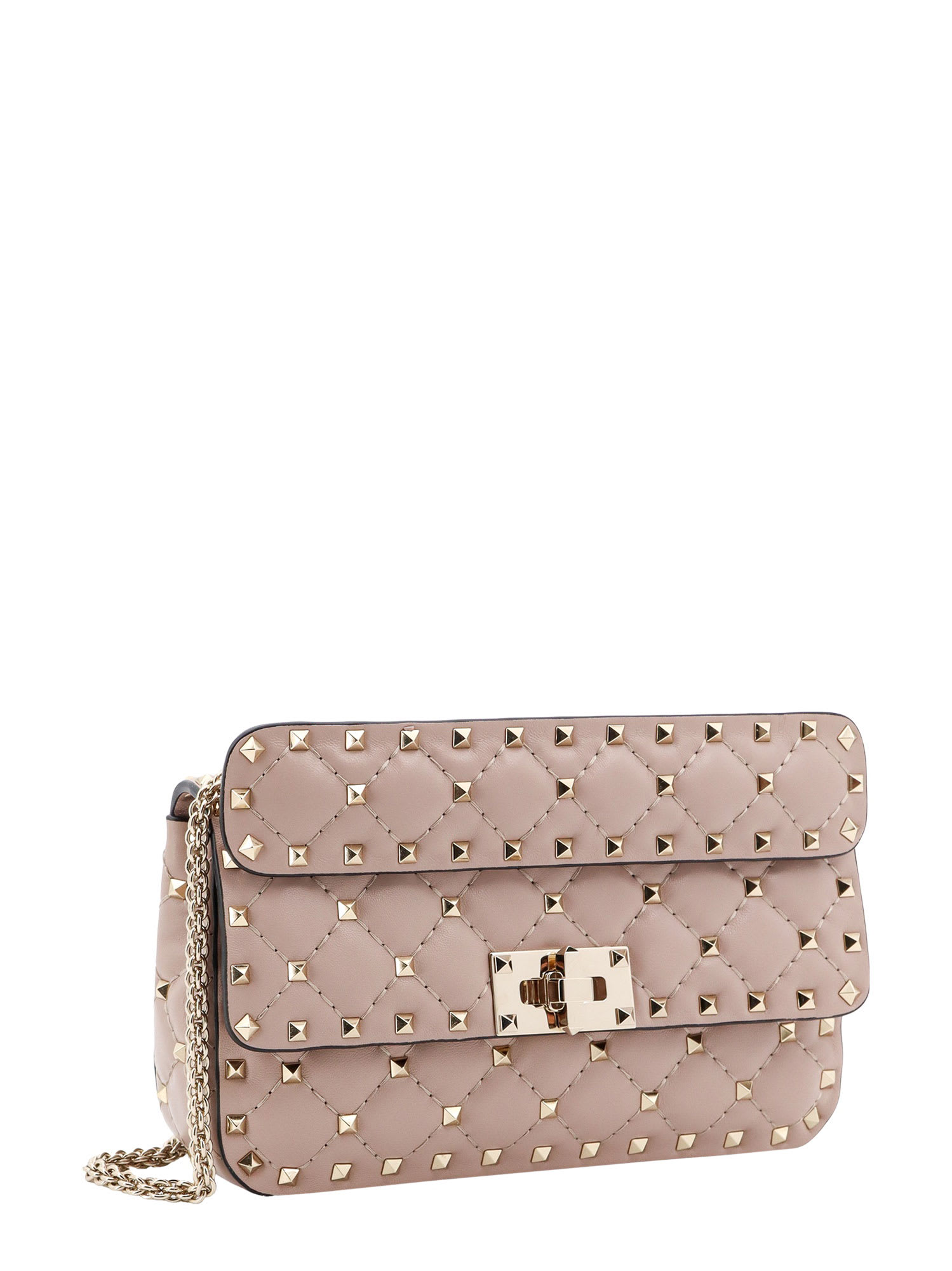 Shop Valentino Rockstud Spike Shoulder Strap In Poudre