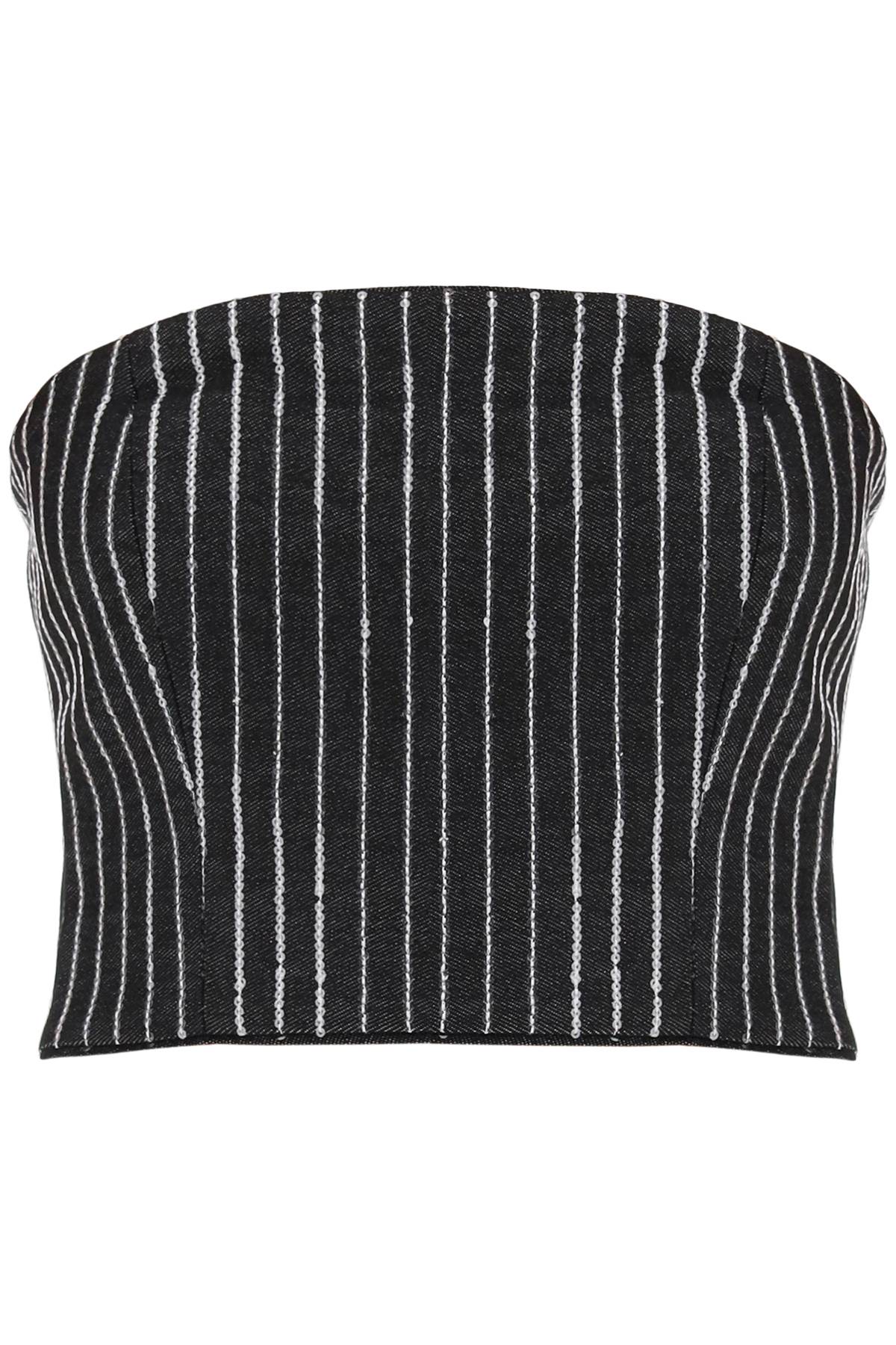 Cropped Top With Sequined Stripes