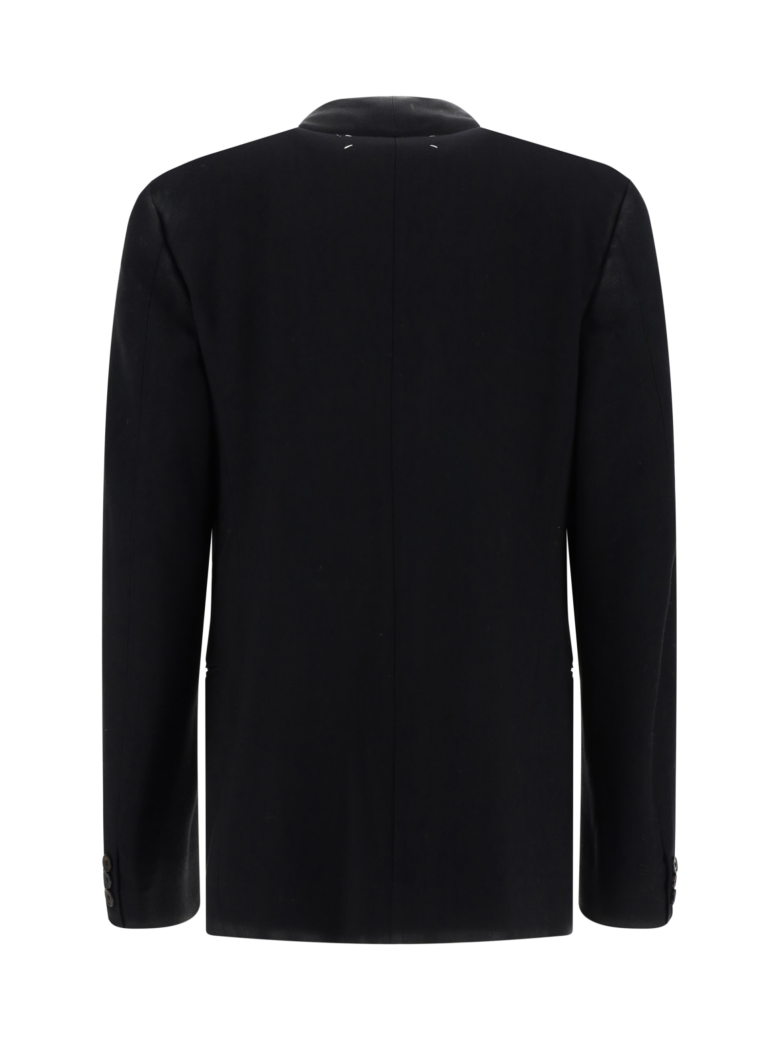 Shop Maison Margiela Blazer Jacket In Black Shiny