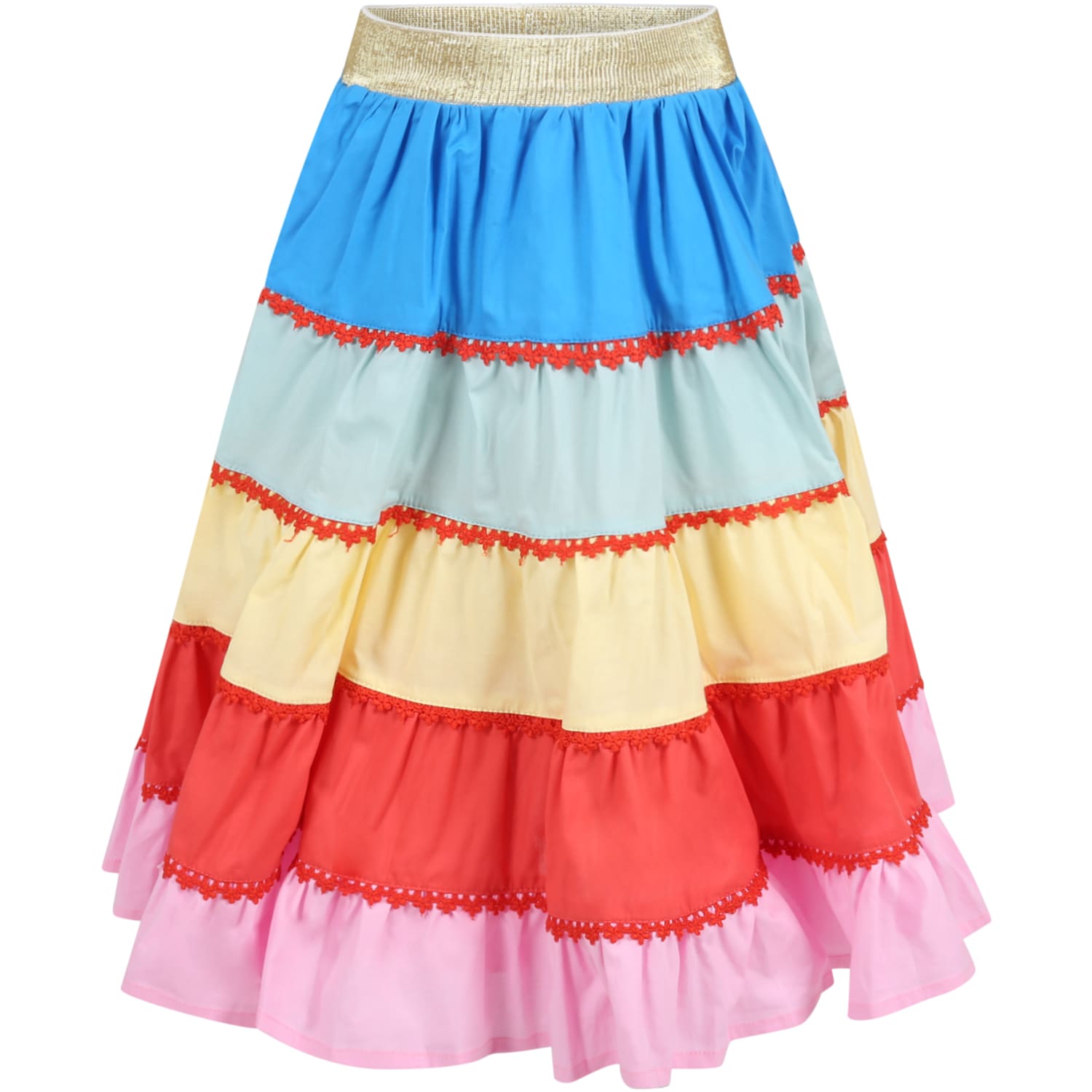 Raspberry Plum Multicolor Skirt For Girl With Red Details