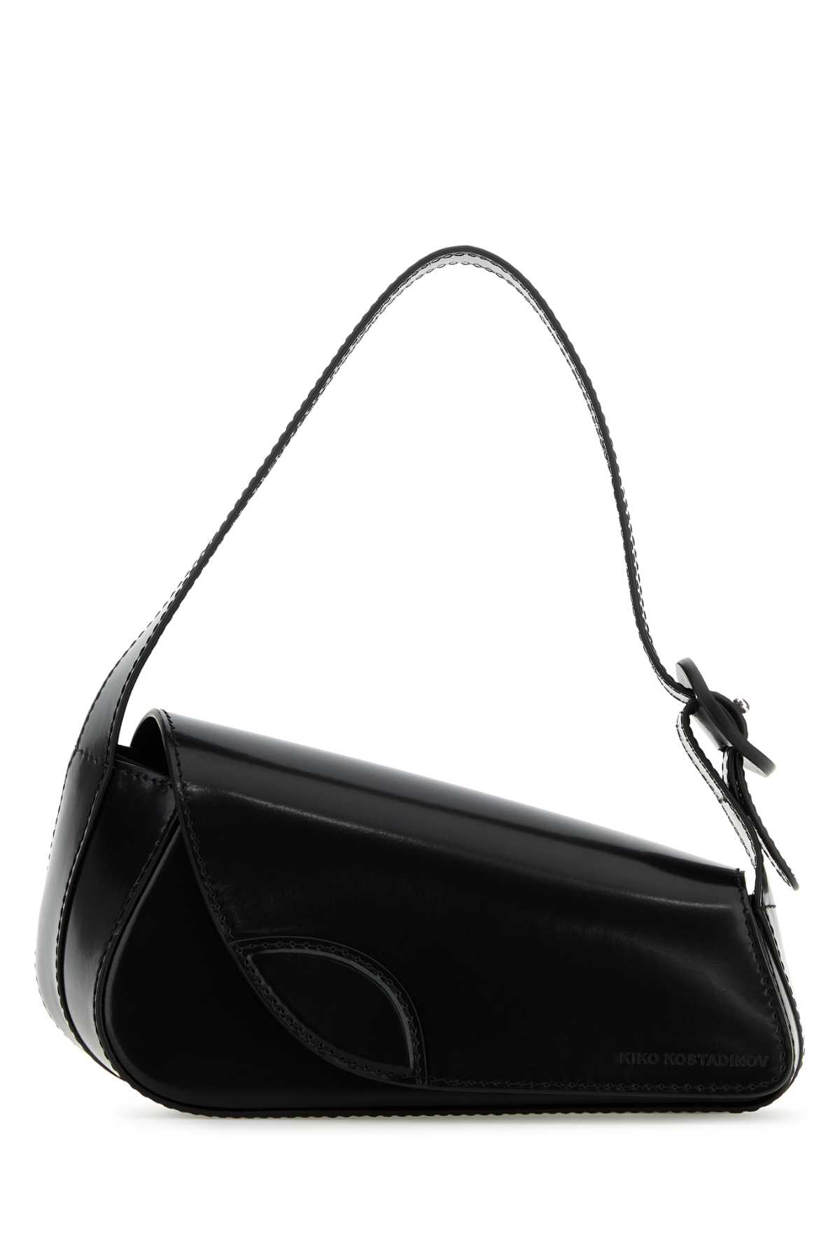 Black Leather Trivia Shoulder Bag