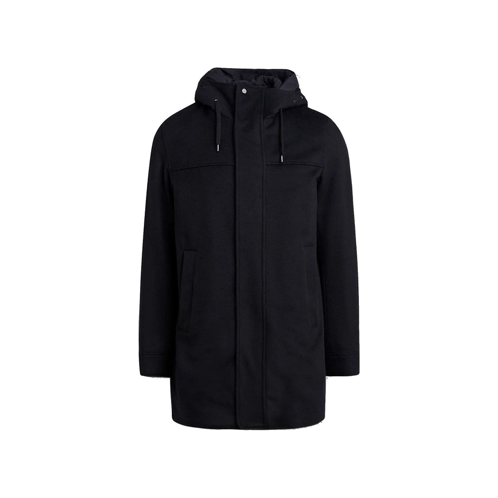 Herno Concealed-fastening Hooded Coat In Black