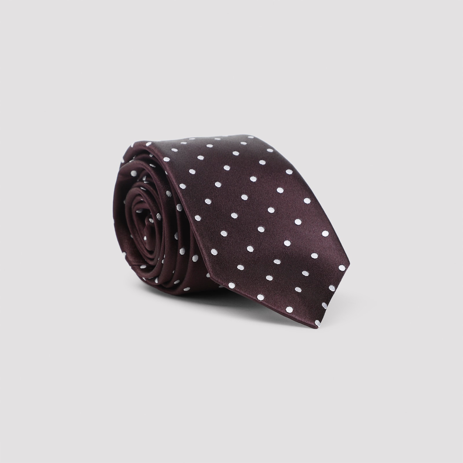 Tom Ford Polka Dot Silk Tie With Smooth Texture In Brown