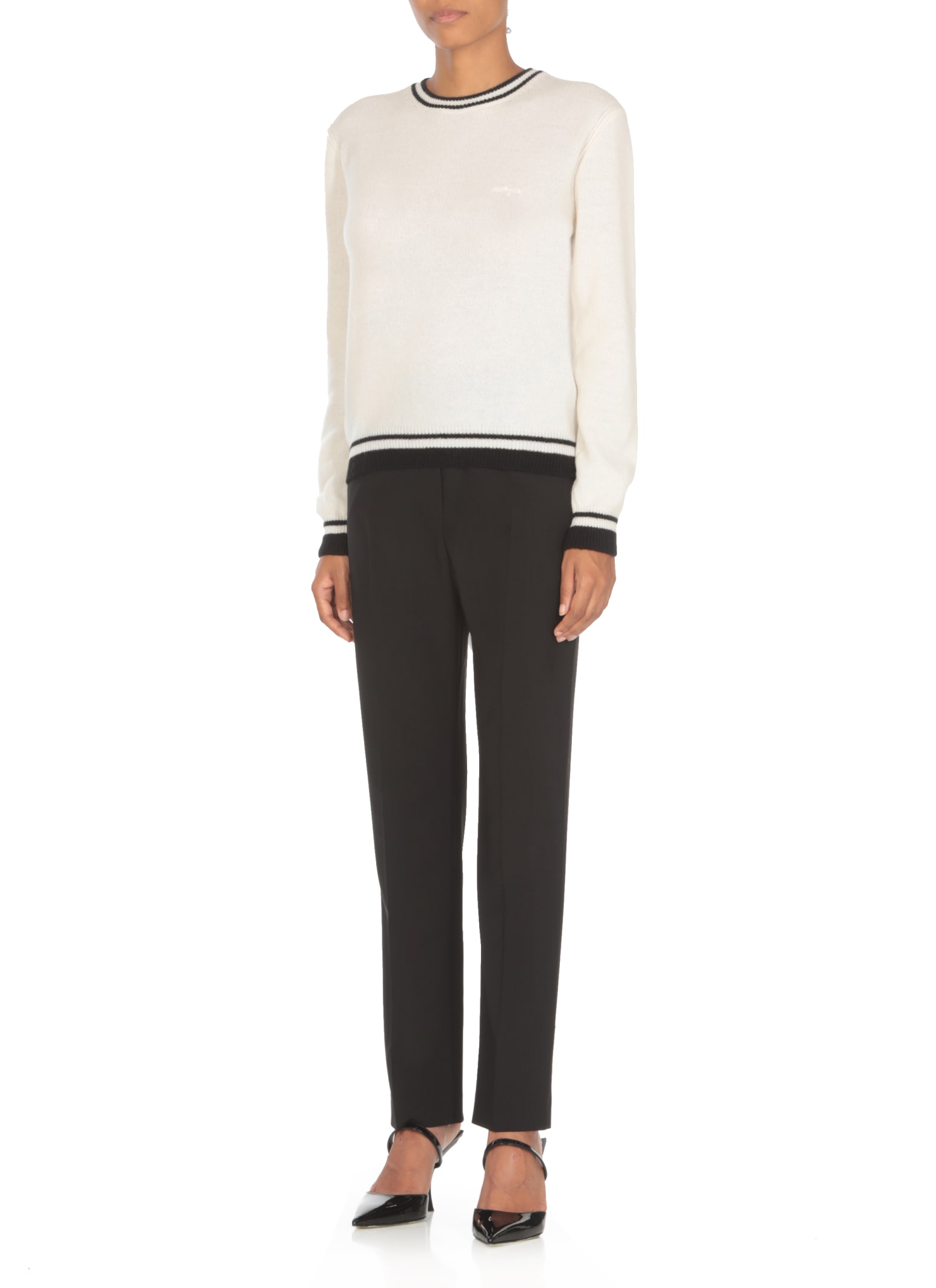 Shop Msgm Wool Sweater In White