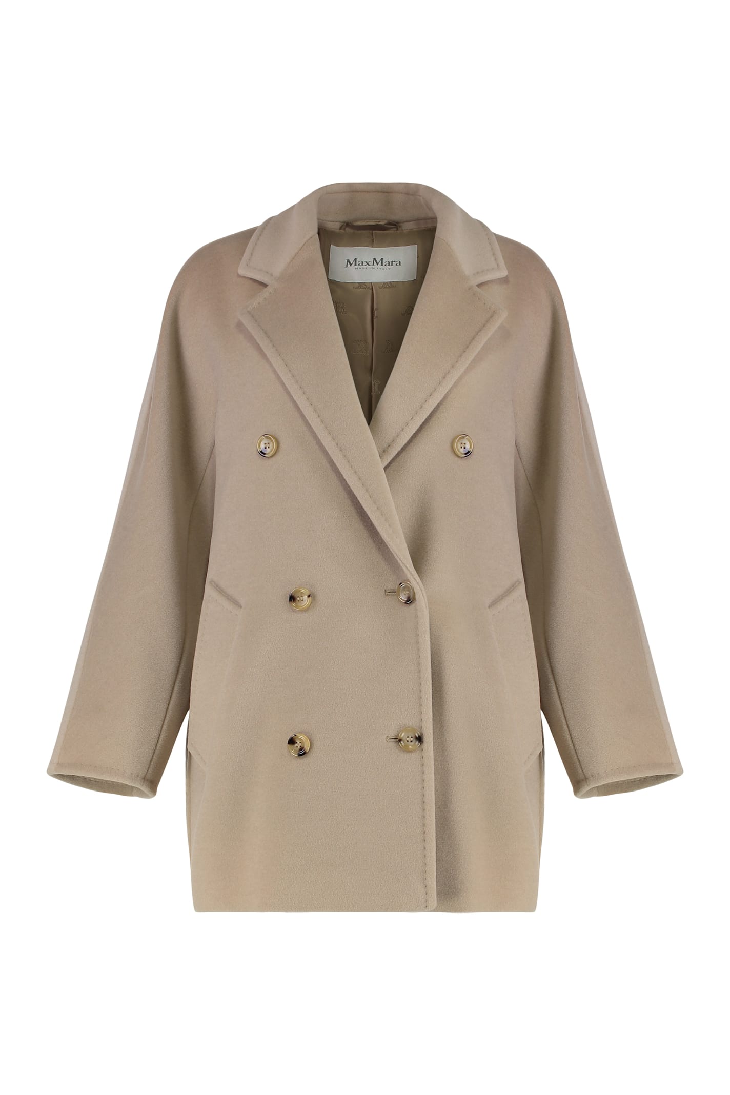 Max Mara Rebus Double-breasted Wool And Cashmere Coat In Neutral