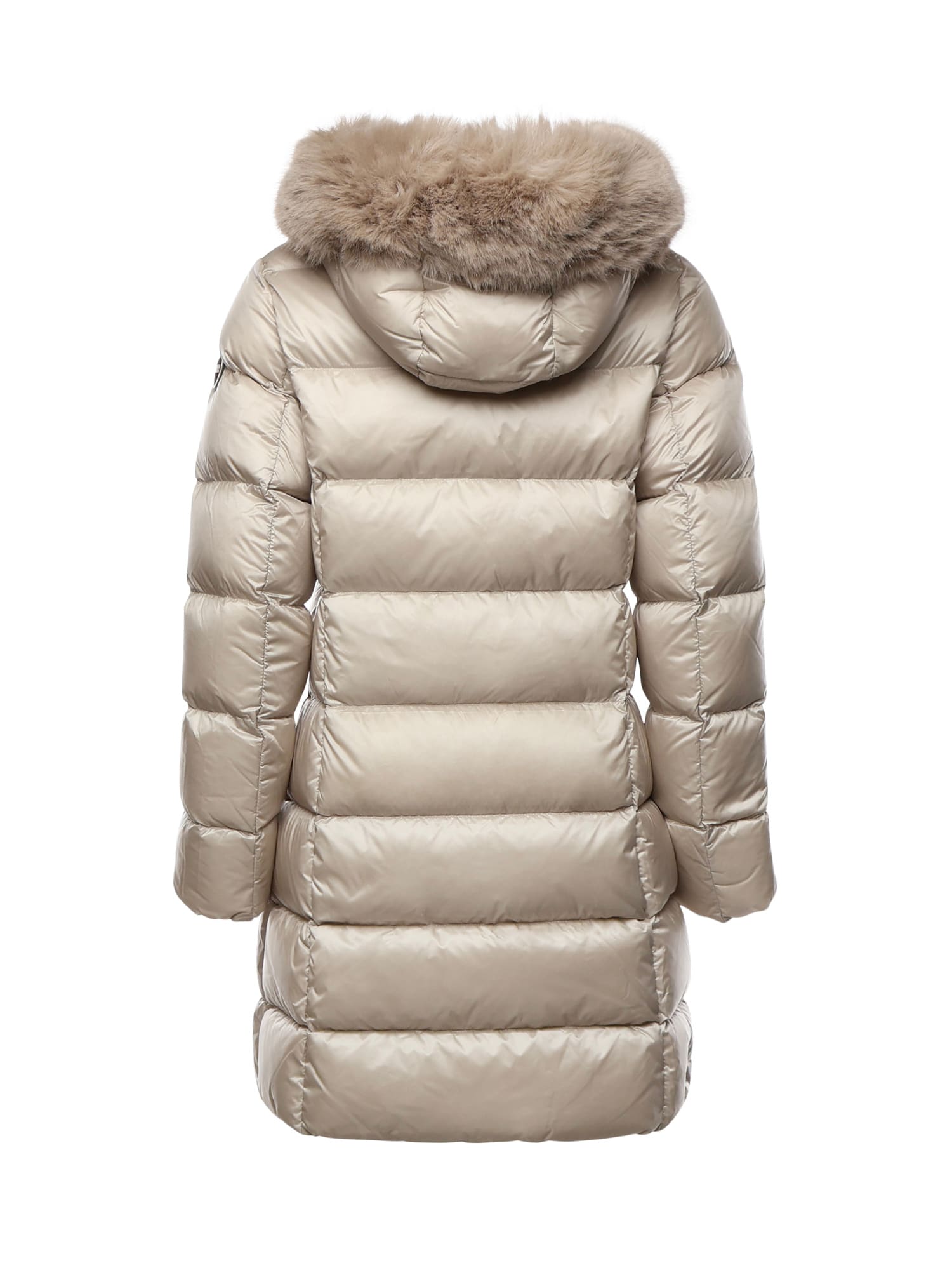 Colmar Long Down Jacket With Faux Fur In Neutral