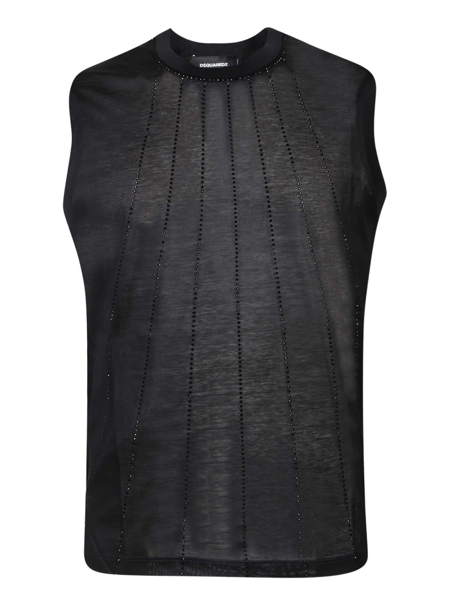 Dsquared2 Black Sequined Sleeveless Top In Black