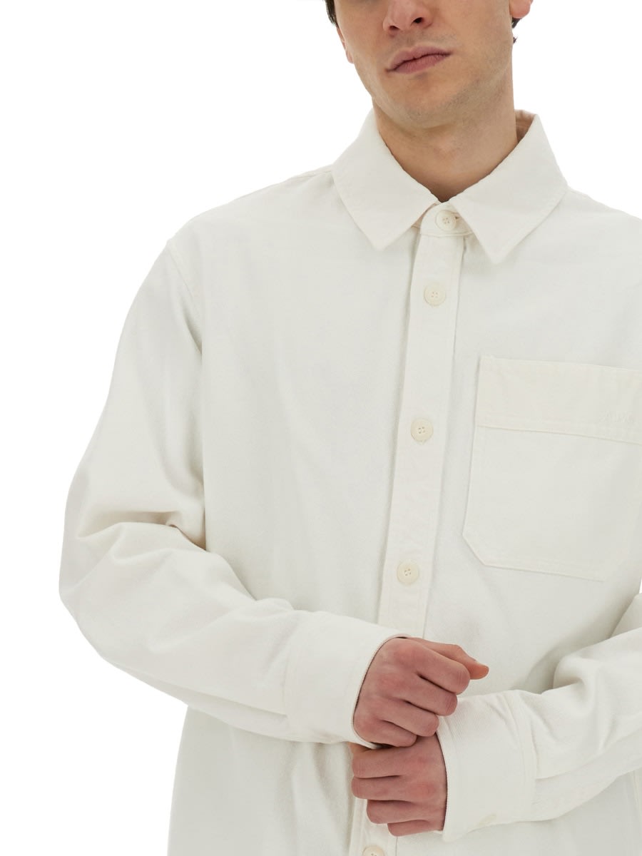Shop Apc Denim Shirt In White
