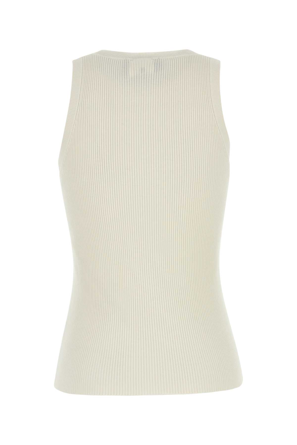 Fendi Top In Misto Seta Avorio Donna In Neutral