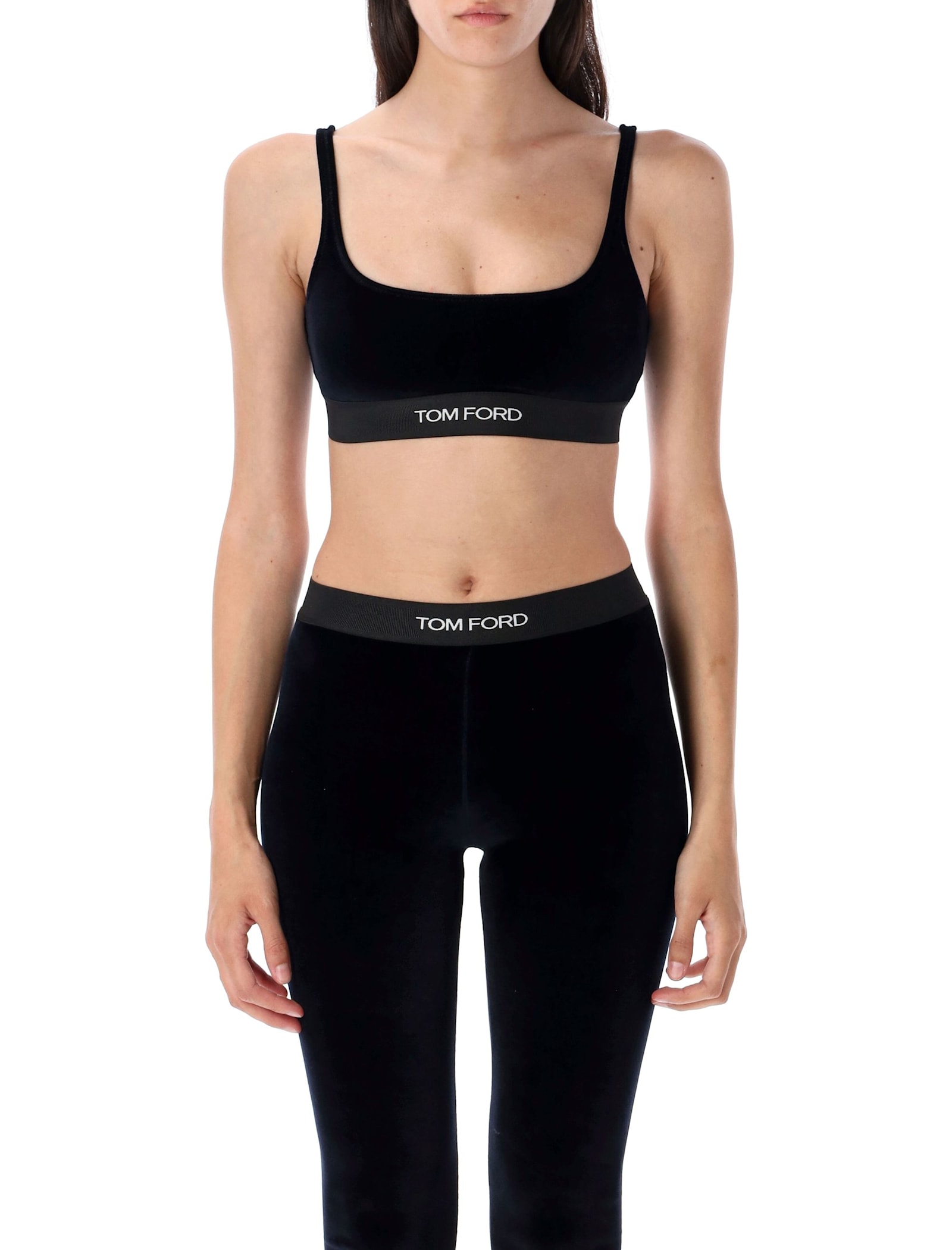 Tom Ford Stretch Velvet Bralette In Blue