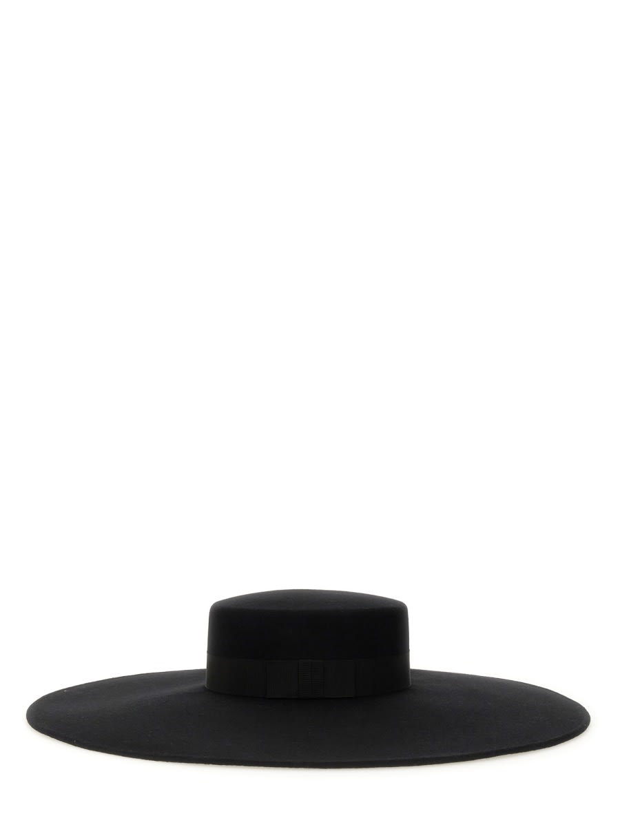 Nina Ricci Wide Brim Black Wool Felt Large Capeline In Black