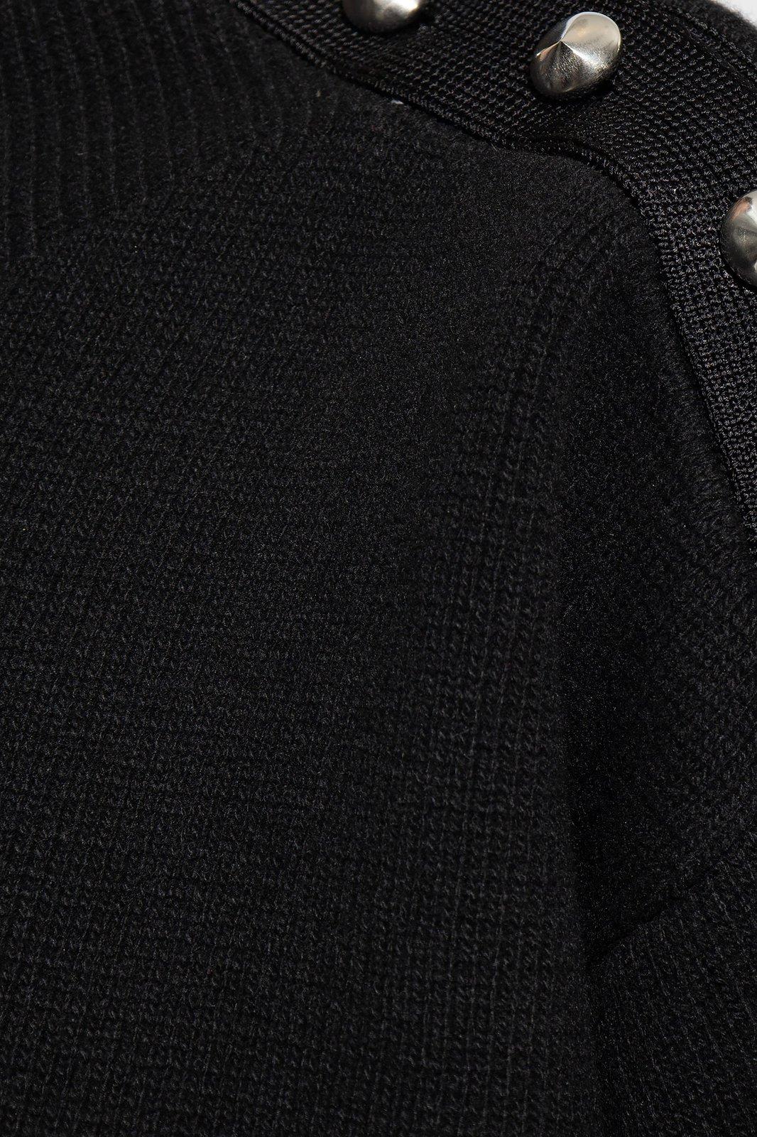 Ferragamo Button Detailed Knitted Sweater In Nero