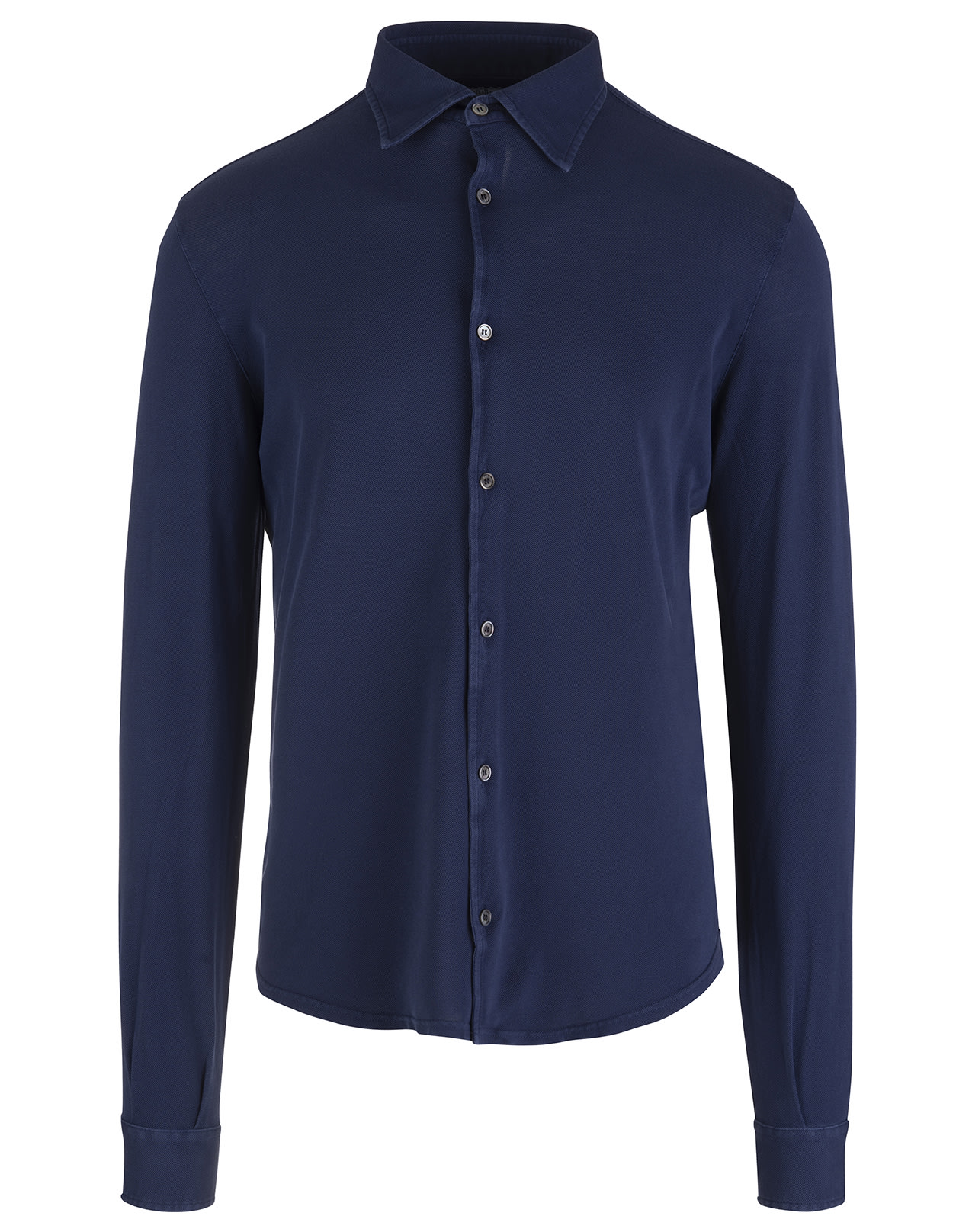 Fedeli Oxford Shirt With Curved Collar And Hem In Blu Royal